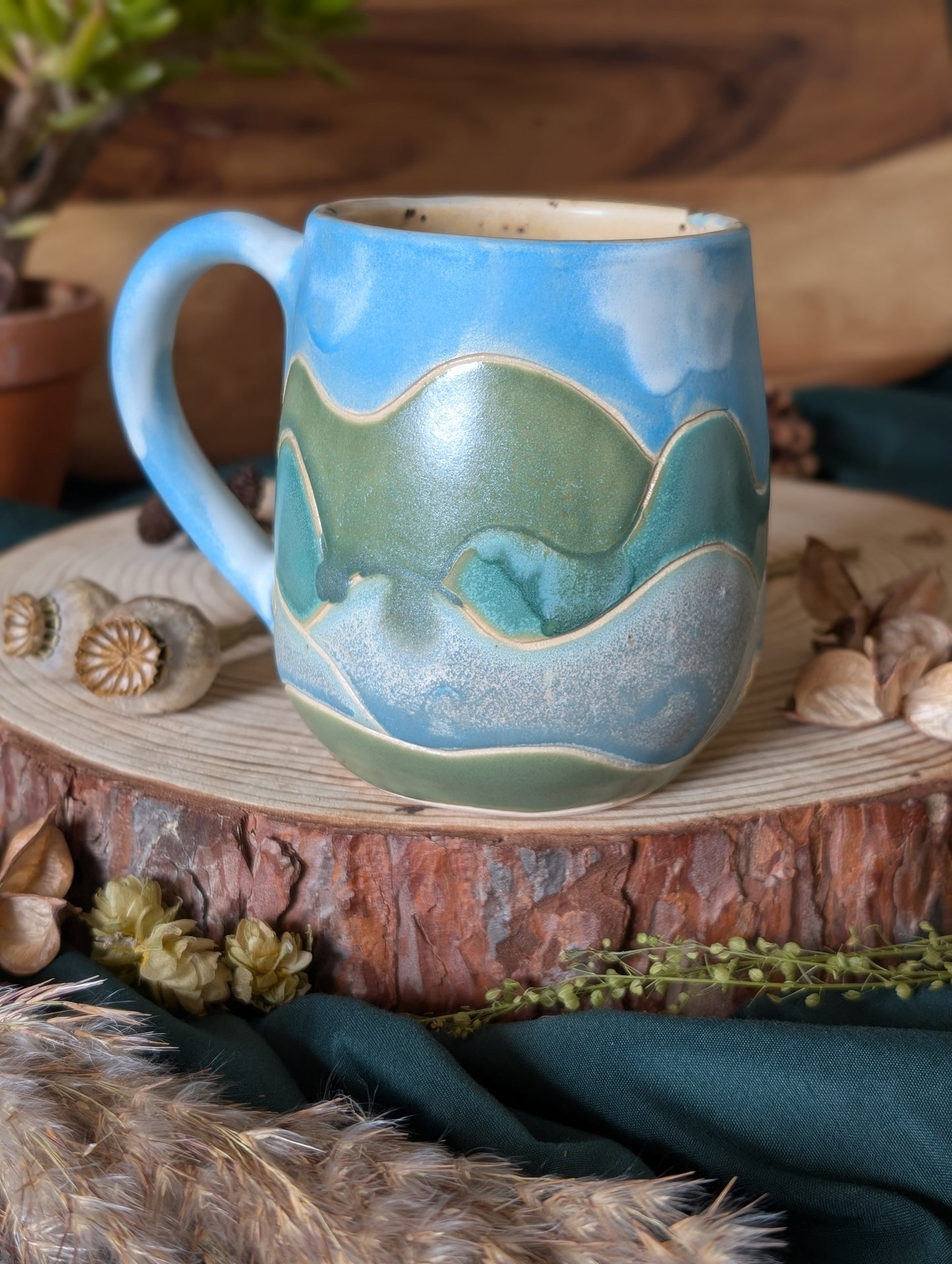 Highland Cow and Green Hills Mug