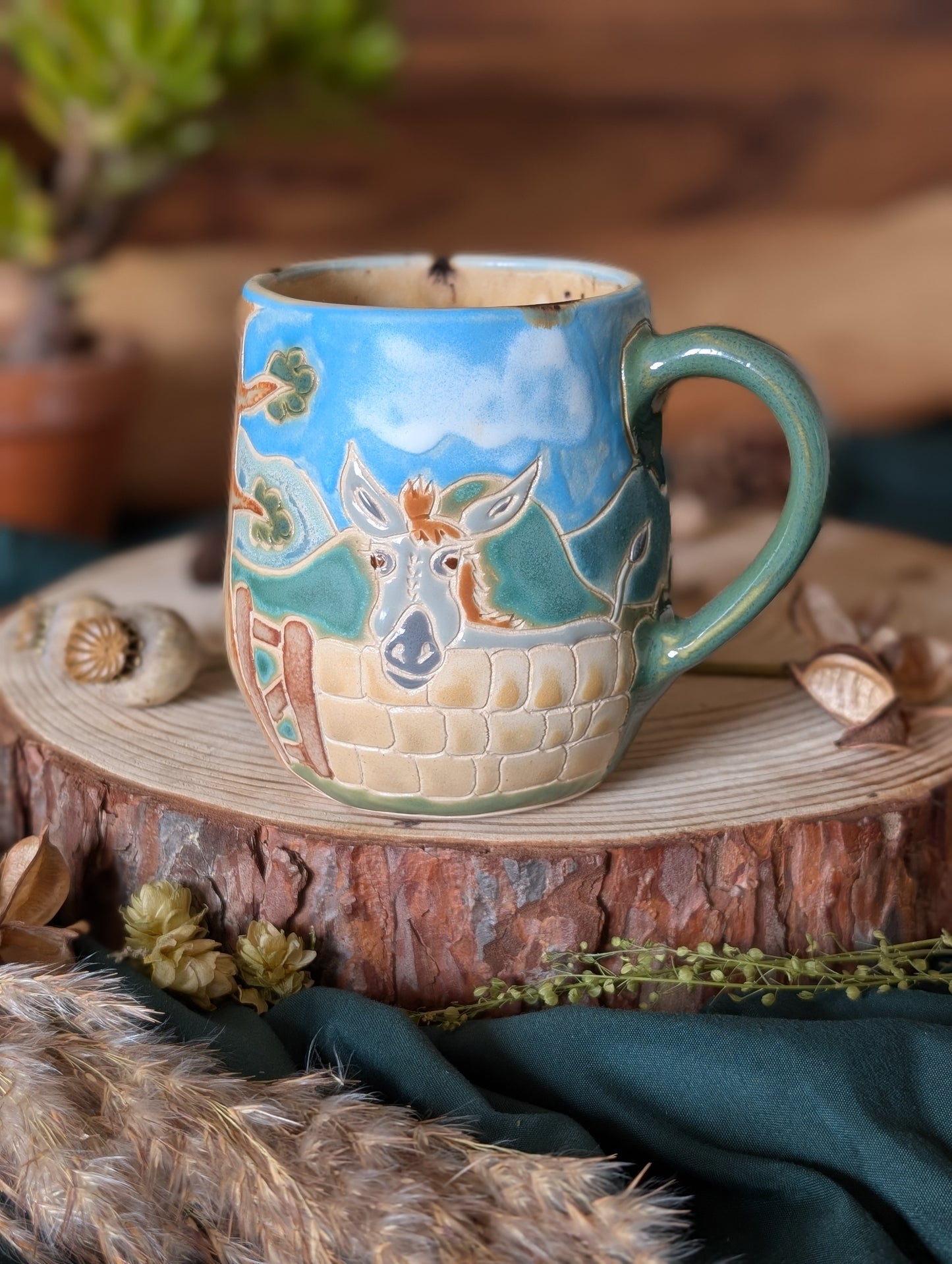 Donkey Cow and Green Hills Mug