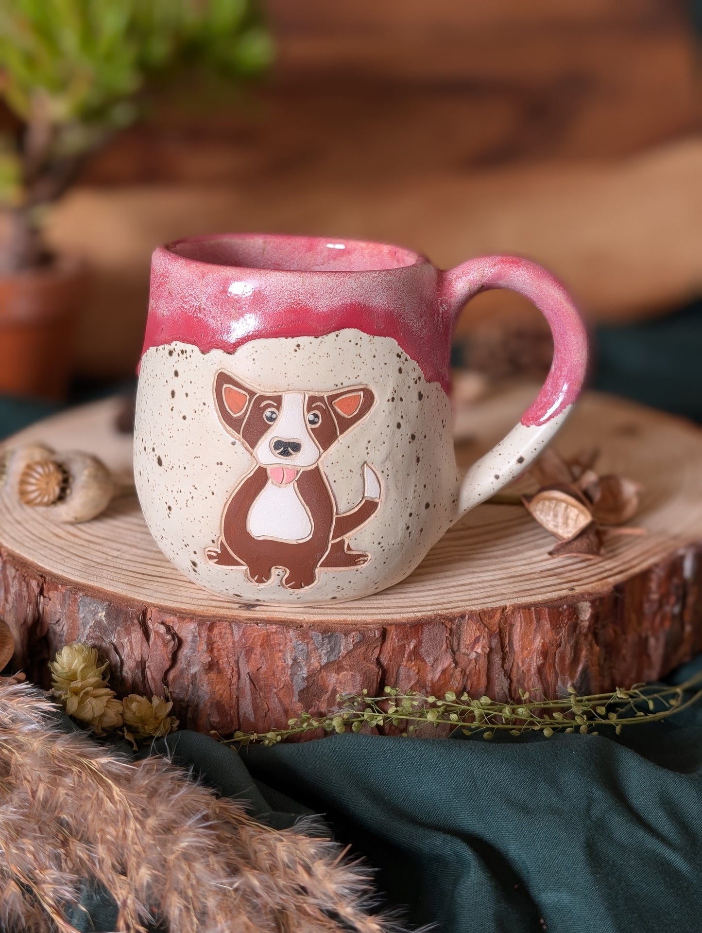 Corgi Speckled Mug with Drippy Glaze 5