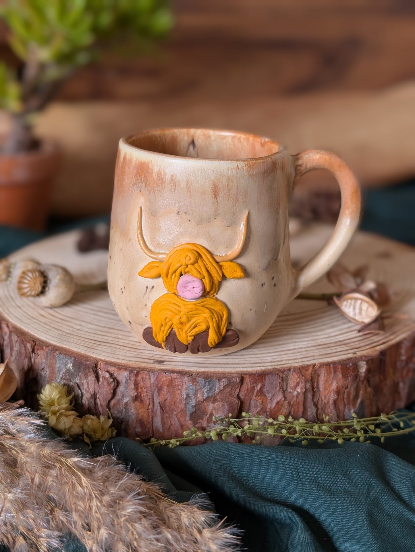 Highland Cow Mug with Drippy Glaze 4