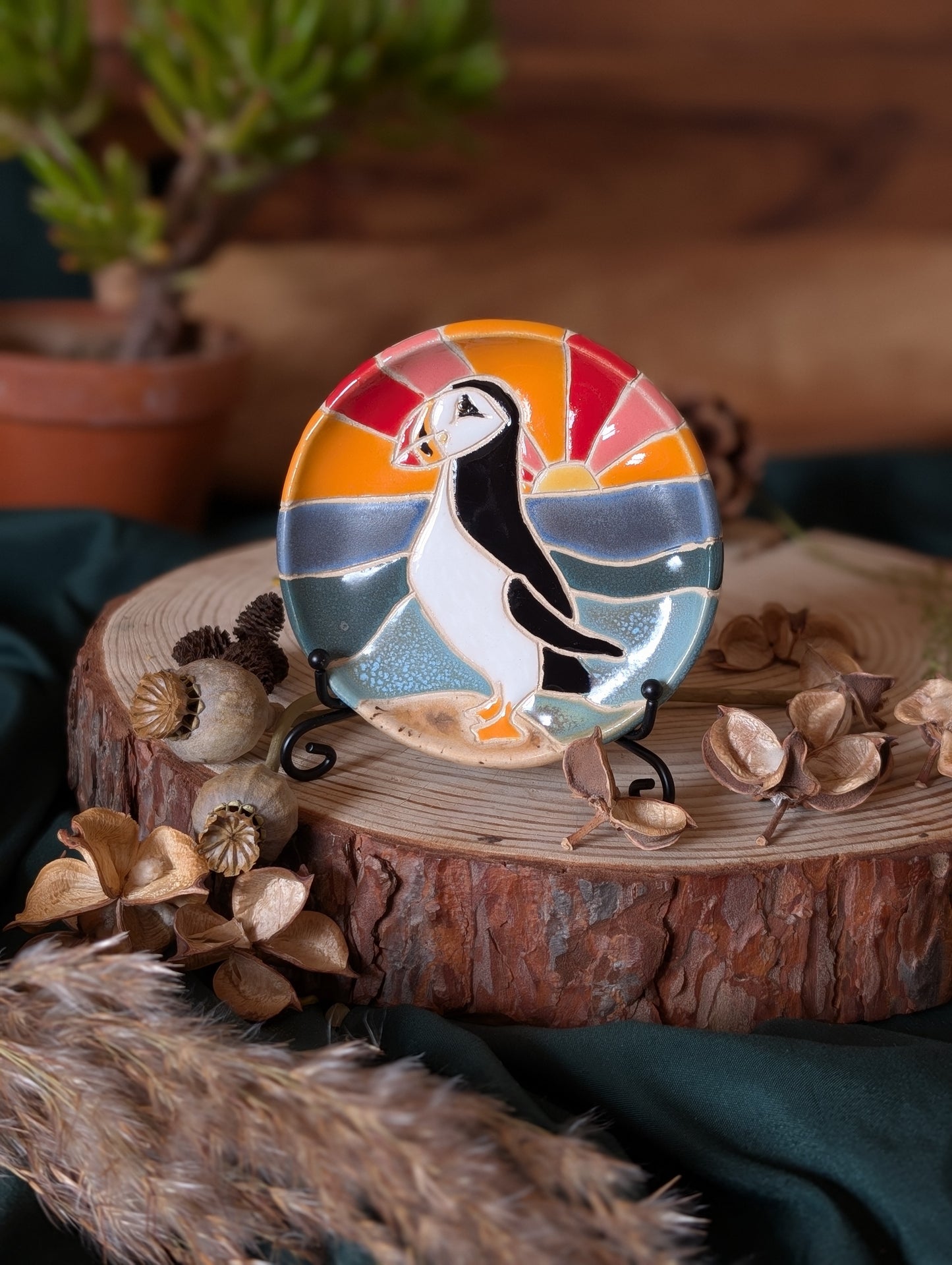 Puffin and Sunset Trinket Dish Small 2