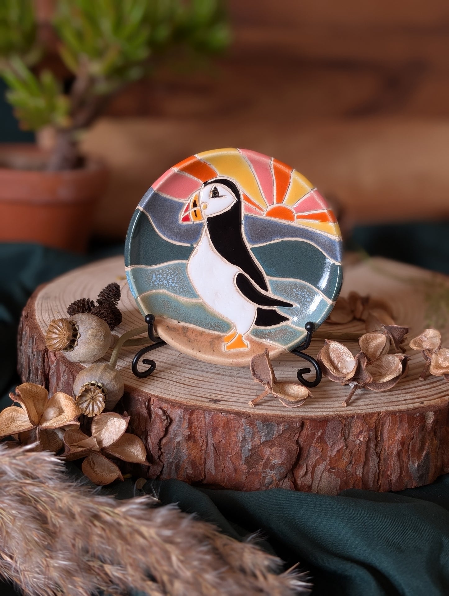 Puffin and Sunset Trinket Dish Small