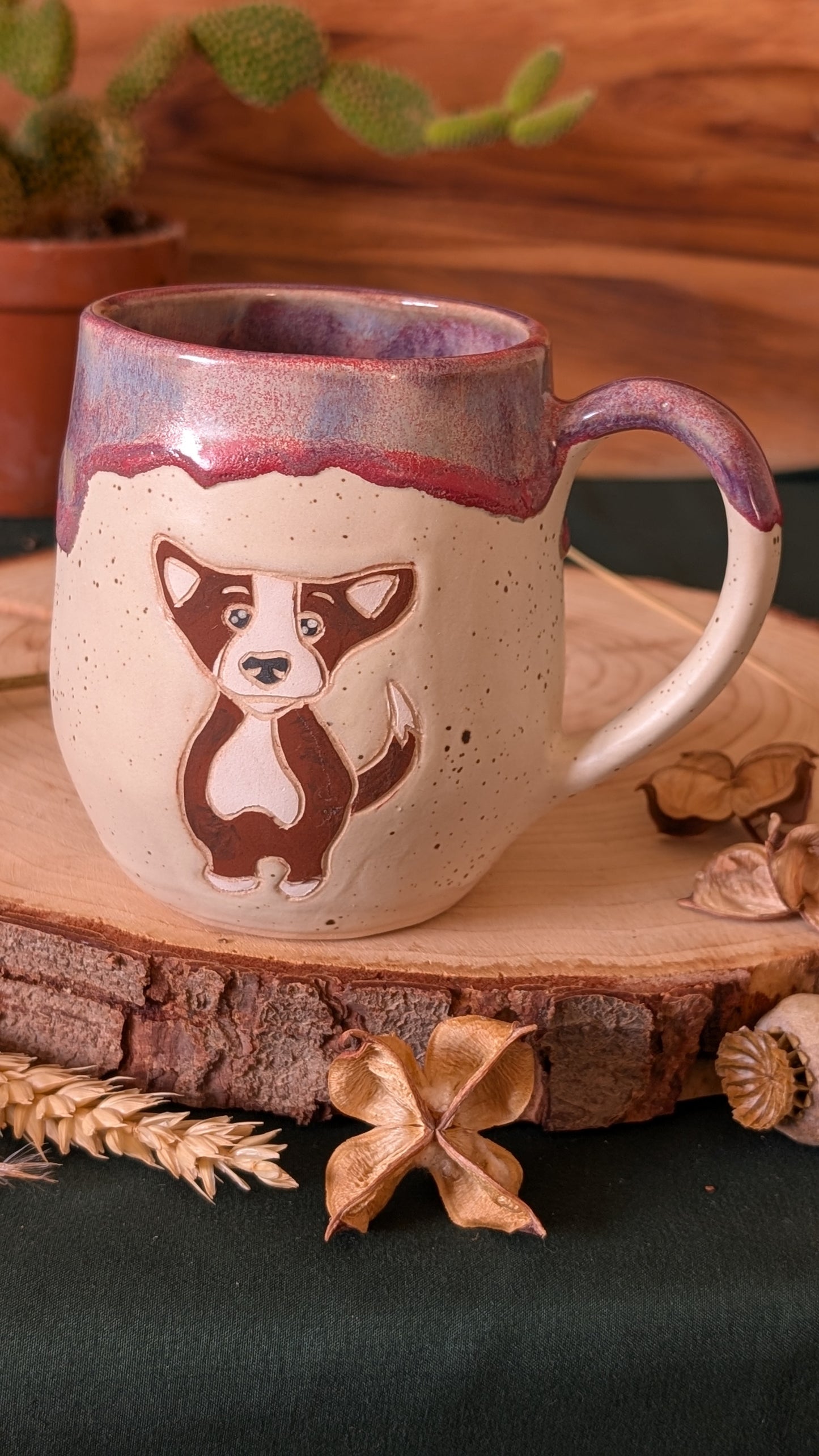 Corgi Speckled Mug with Drippy Glaze 1