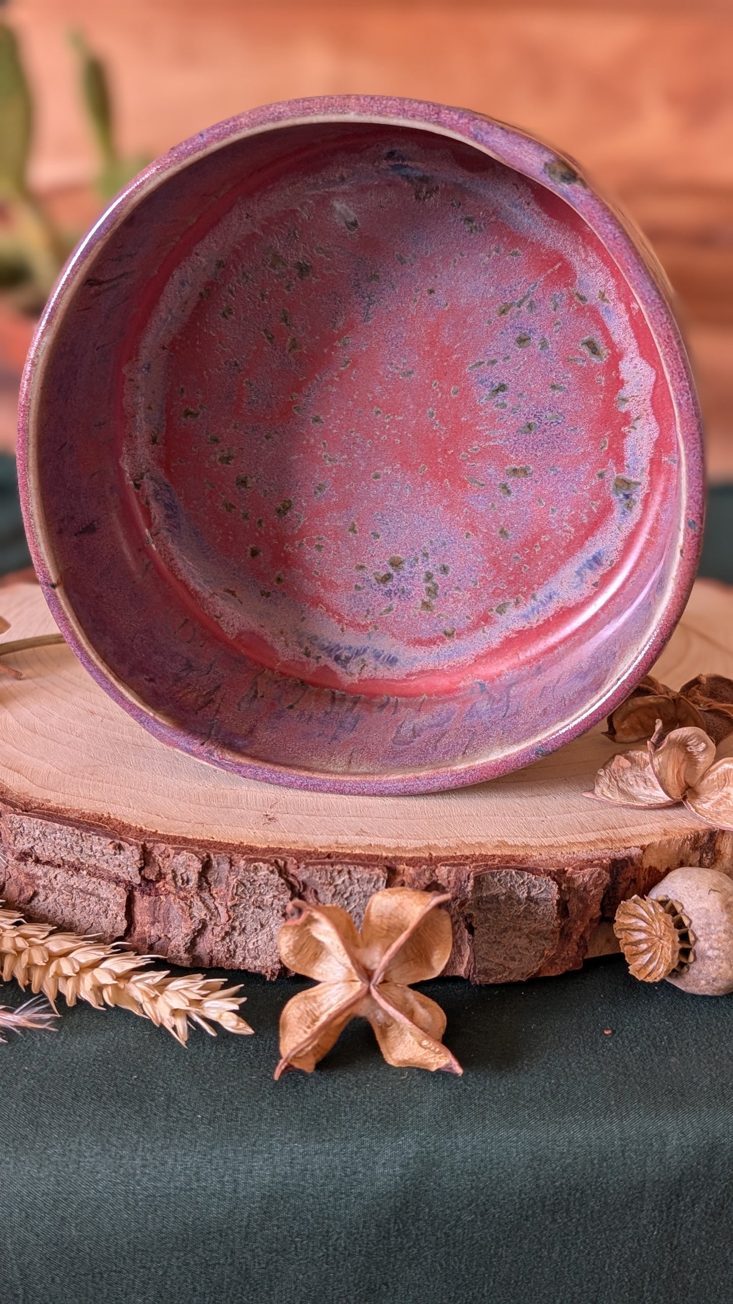 Handmade Ceramic Dog Bowl, Speckled with Drippy Glaze 5