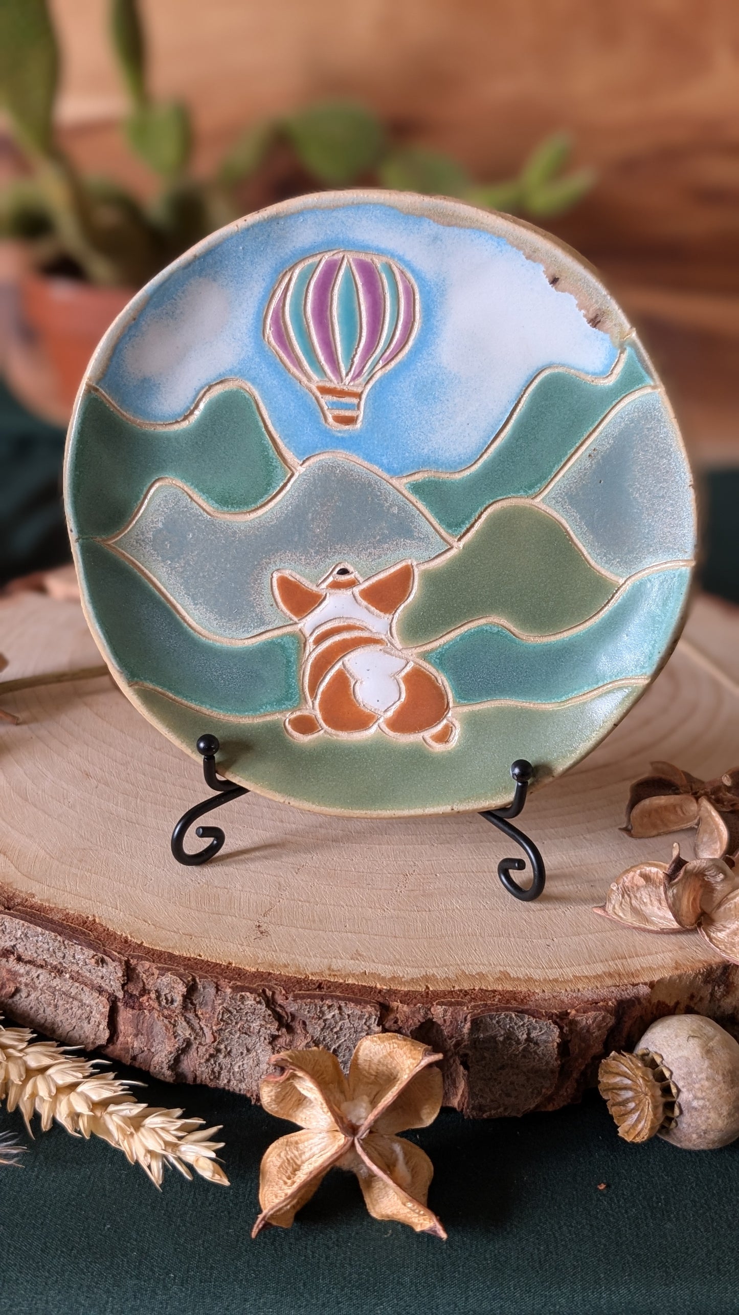 Corgi and Hot Air Balloon Trinket Dish Large