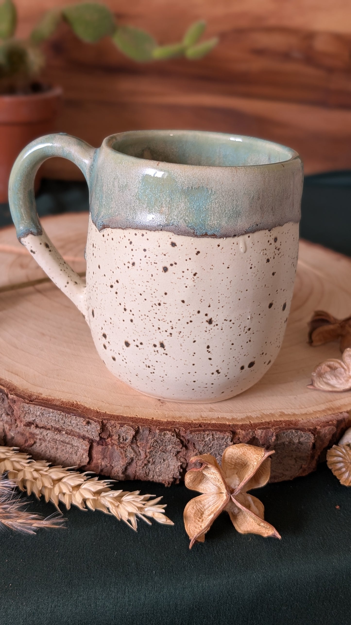 Black Labrador Speckled Mug with Drippy Glaze