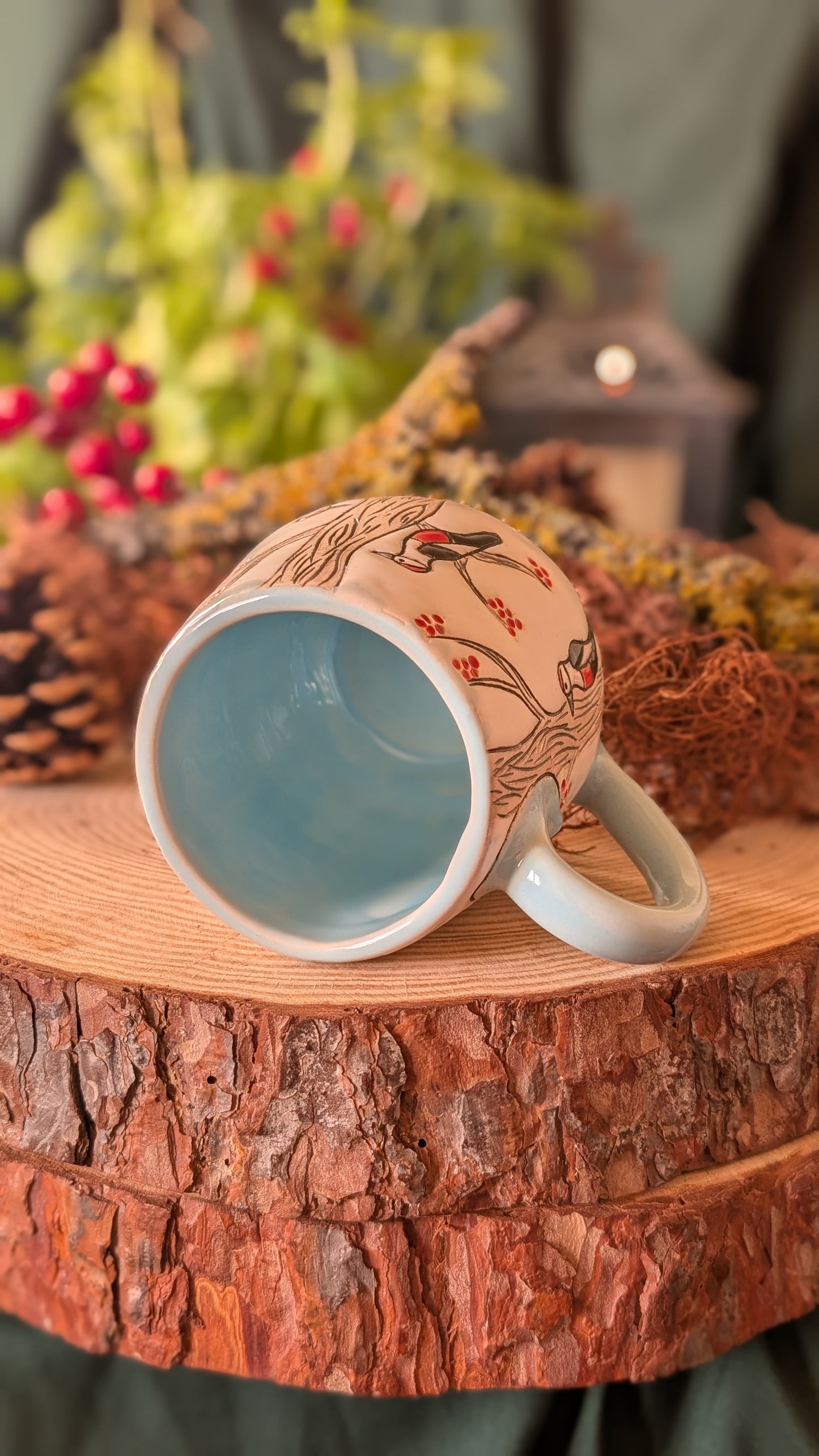 Handmade Winter Bird Mug, Artisan Ceramics 7