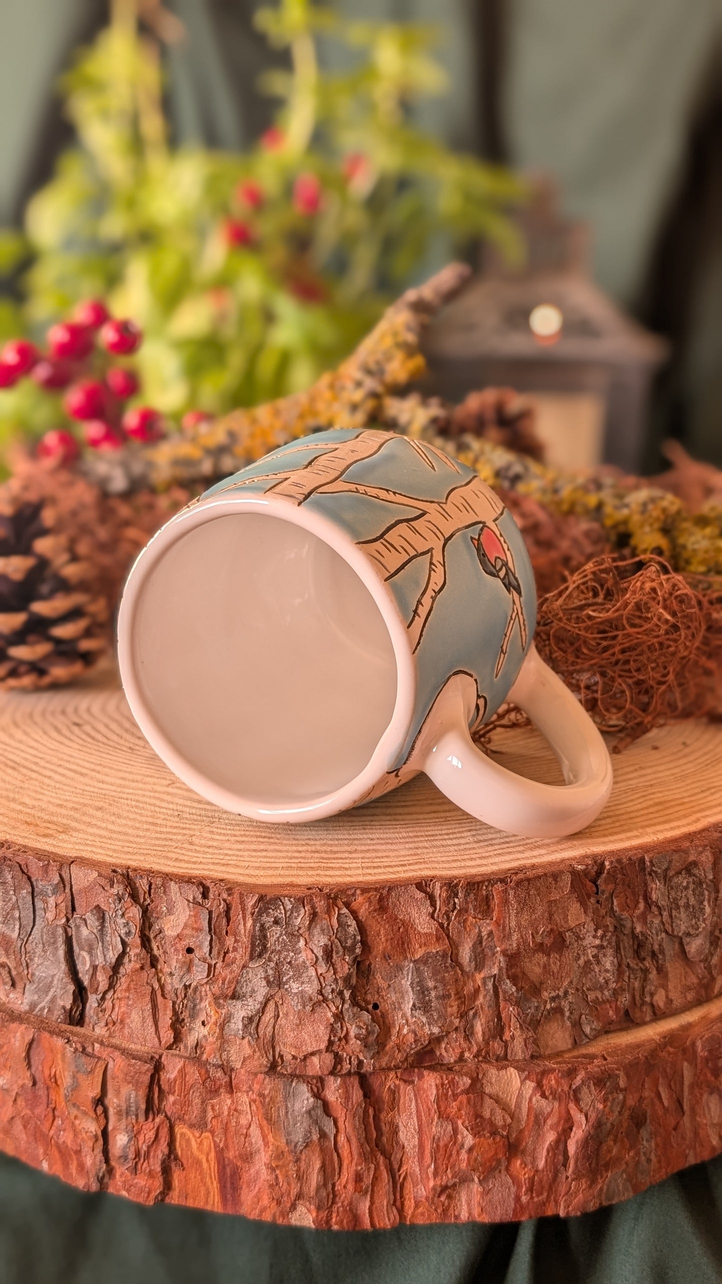 Handmade Winter Bird Mug, Artisan Ceramics 8
