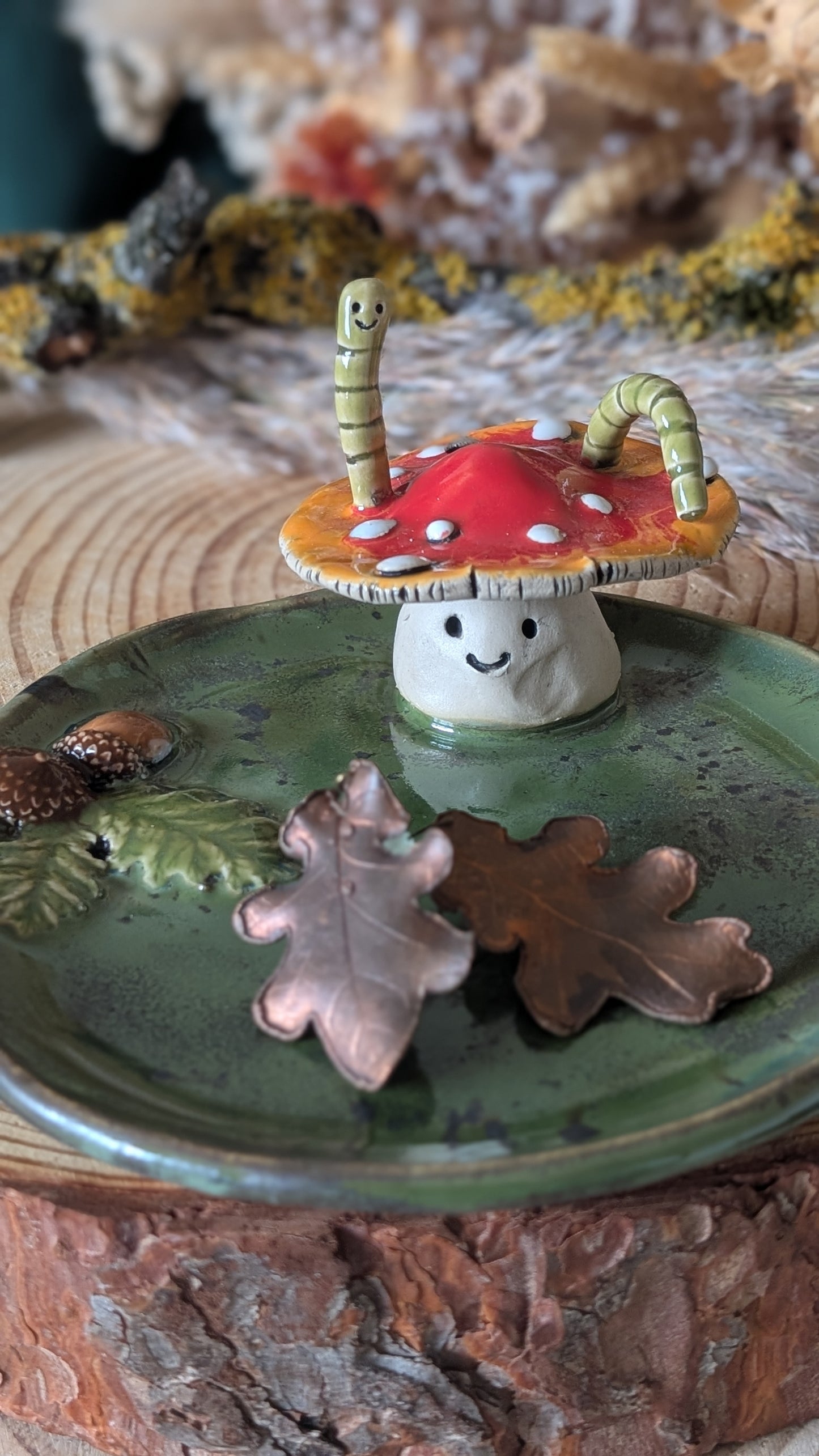 Shroomling. Large Trinket Dish with Mushroom, Jewellery Tray or Tealight Holder 1