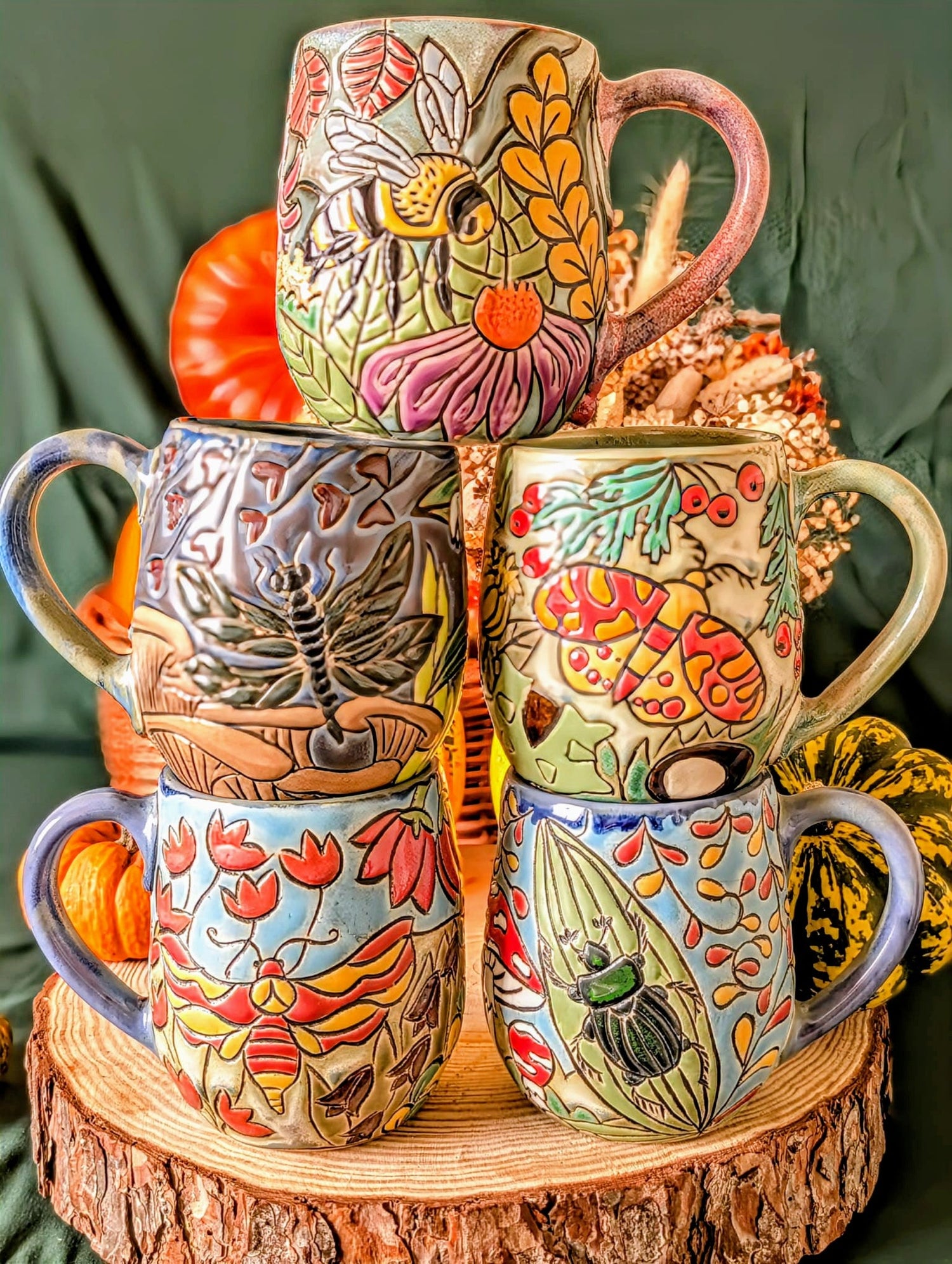 Handmade Forest and Bugs Mug Collection