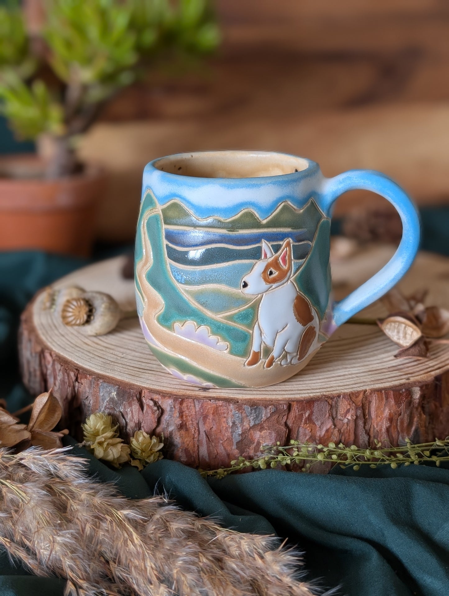 Bull Terrier and a Mountain Lake Mug