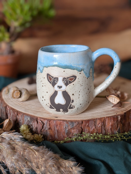 Corgi Speckled Mug with Drippy Glaze 4