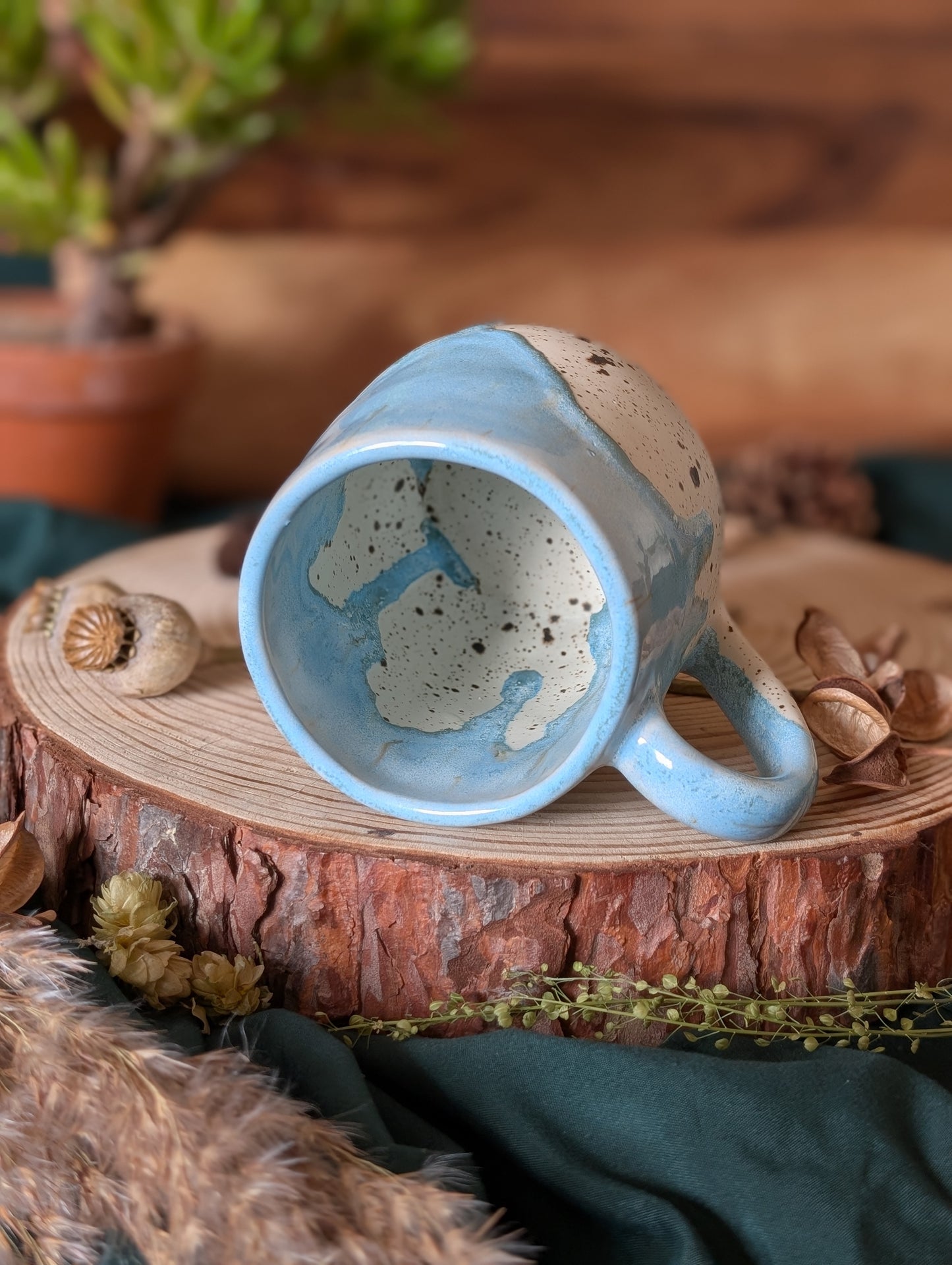 Spaniel Speckled Mug with Drippy Glaze