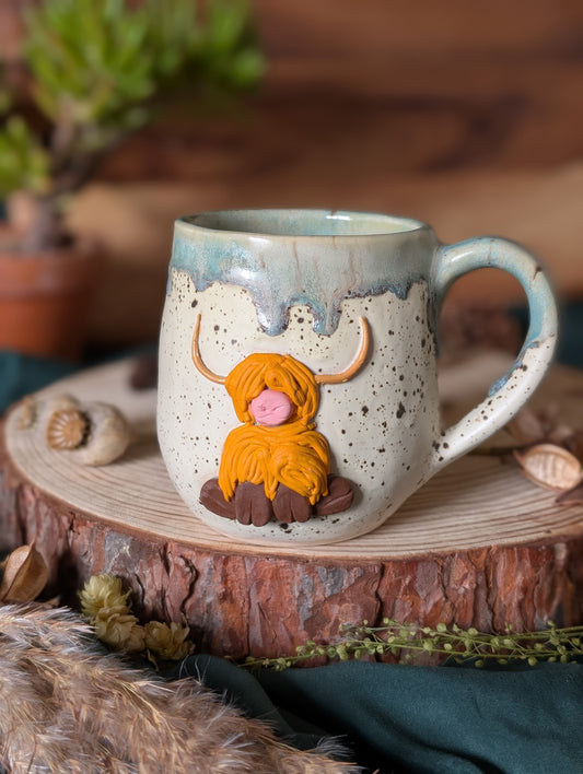 Highland Cow Mug with Drippy Glaze 2
