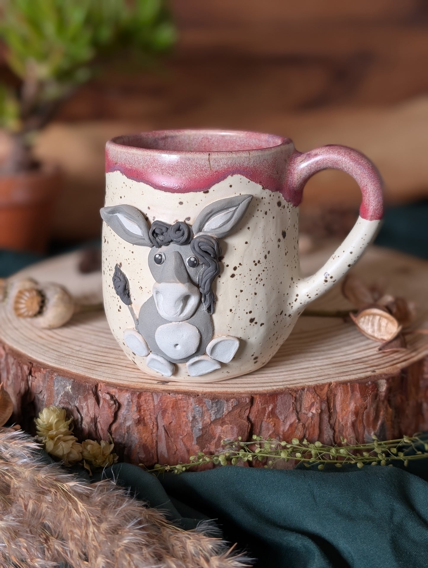 Donkey Mug with Drippy Glaze