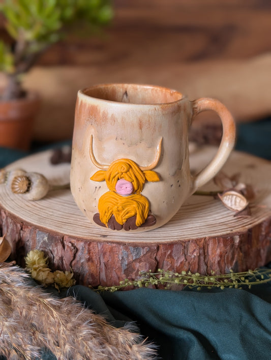 Highland Cow Mug with Drippy Glaze 4