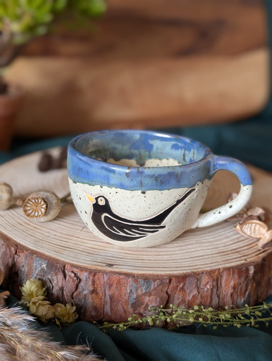 Blackbird Speckled Wonky Cup with Drippy Glaze