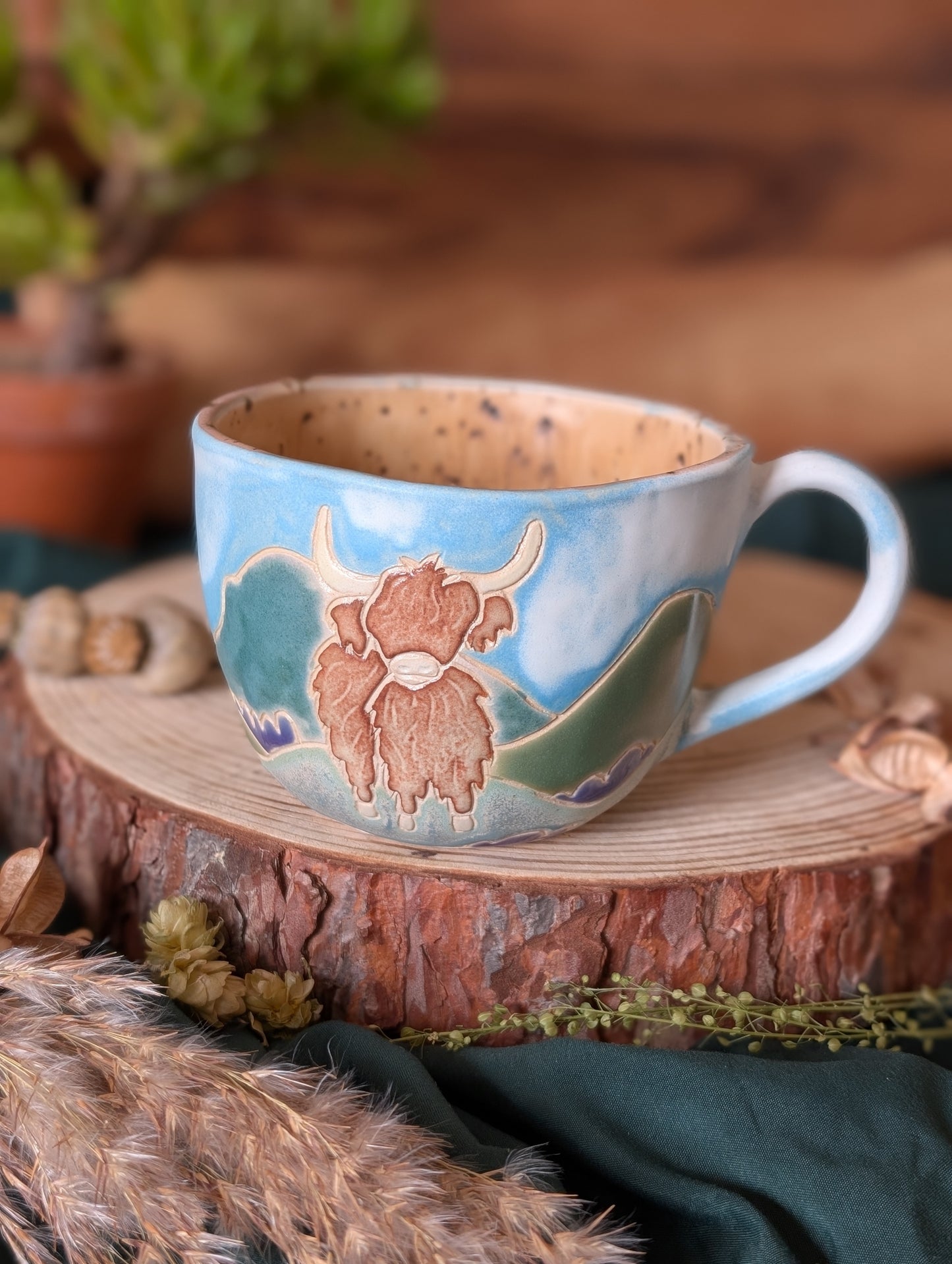 Highland Cow and Green Hills Large Cup 2