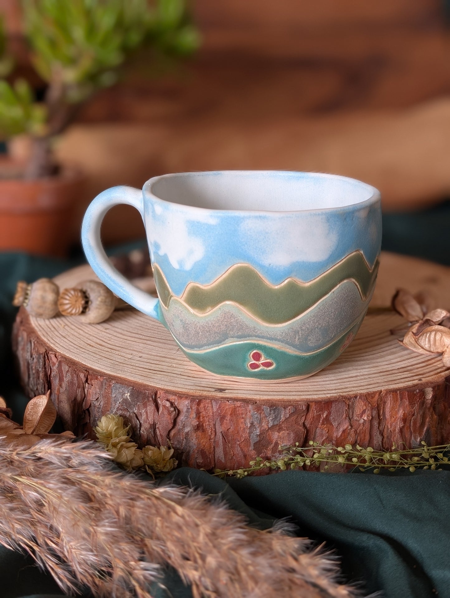 Highland Cow and Green Hills Large Cup