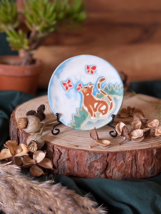 Cat and Butterfly Trinket Dish Small