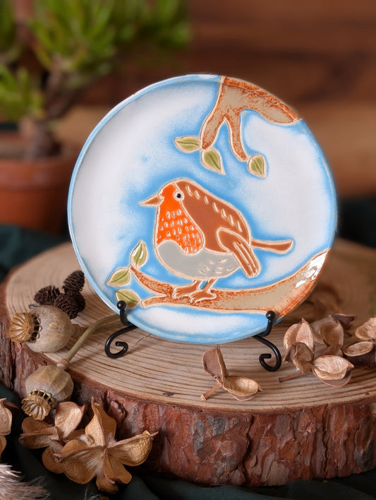 Robin and Leaf Tree Trinket Dish Large