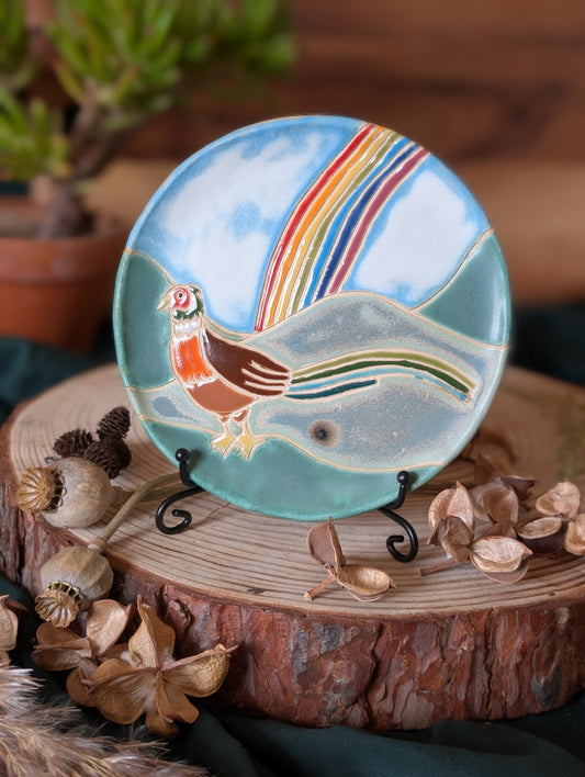 Pheasant, Rainbow and a Little Surprise Trinket Dish Large