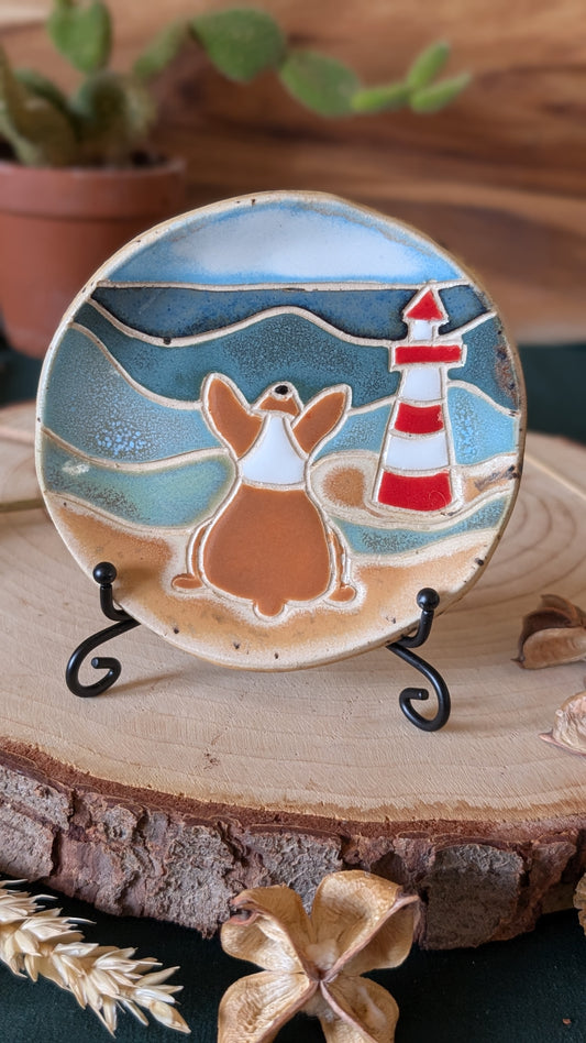 Corgi and Lighthouse Trinket Dish Small