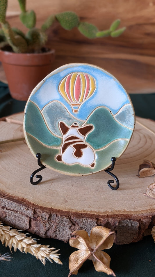 Corgi and Hot Air Balloon Trinket Dish Small