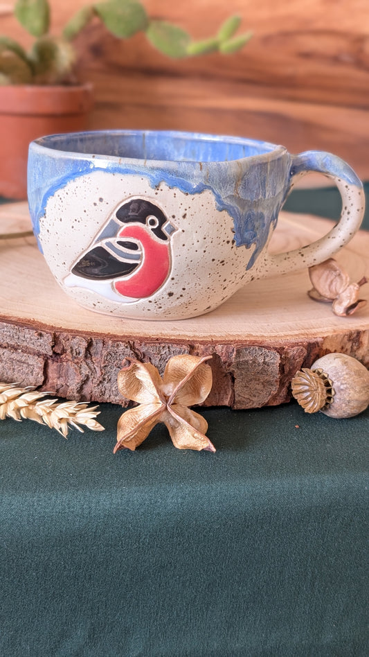Bullfinch Speckled Wonky Cup with Drippy Glaze