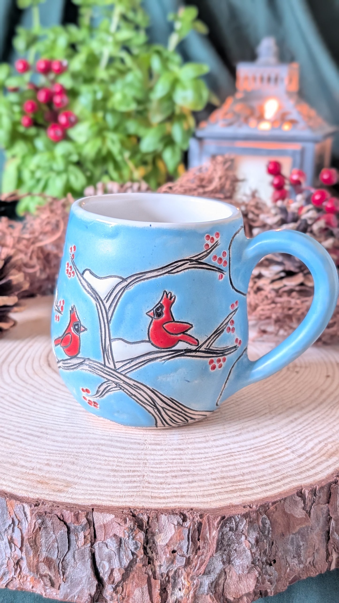 Handmade Winter Bird Mug, Artisan Ceramics 2