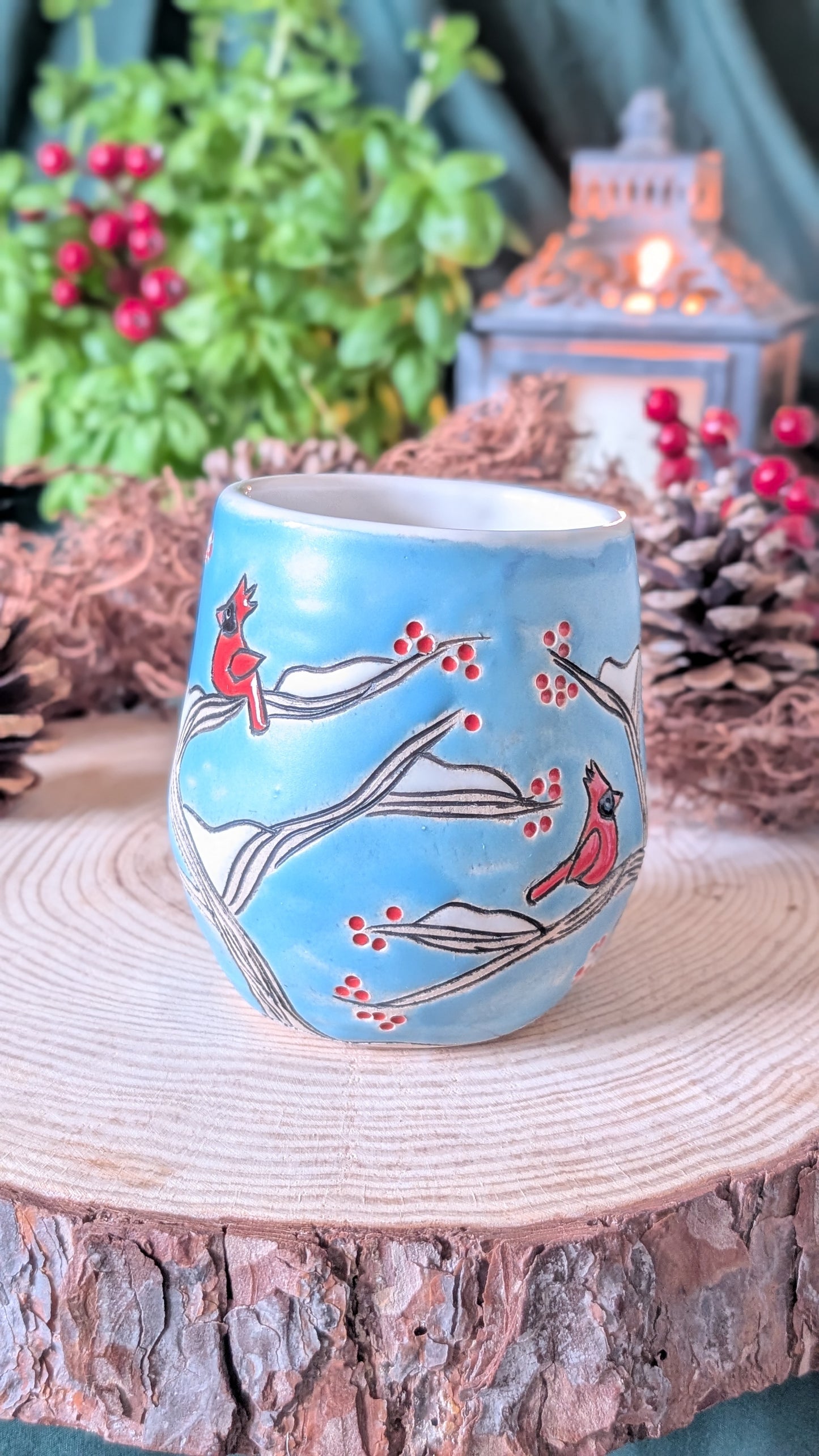 Handmade Winter Bird Mug, Artisan Ceramics 2