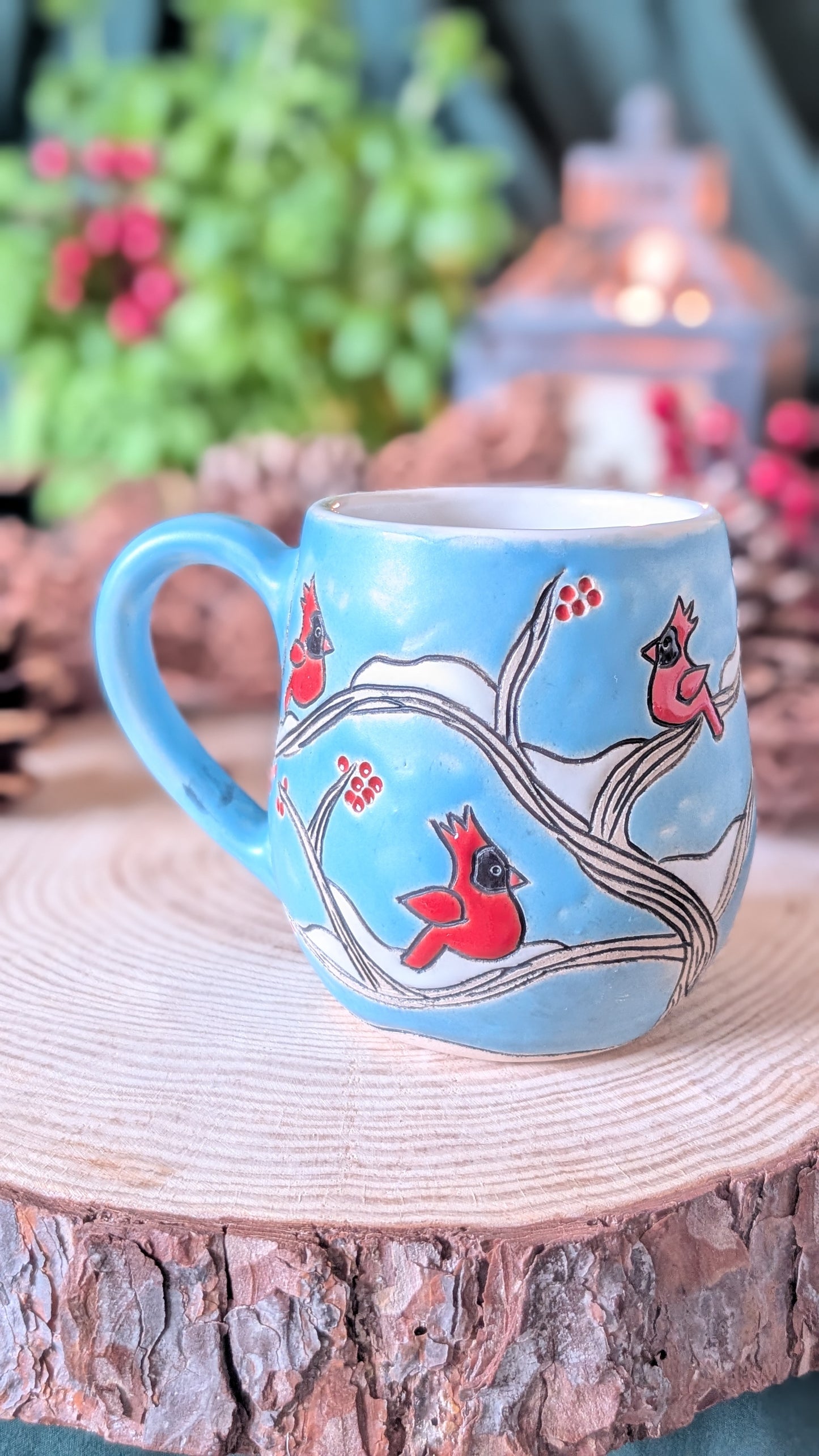 Handmade Winter Bird Mug, Artisan Ceramics 2