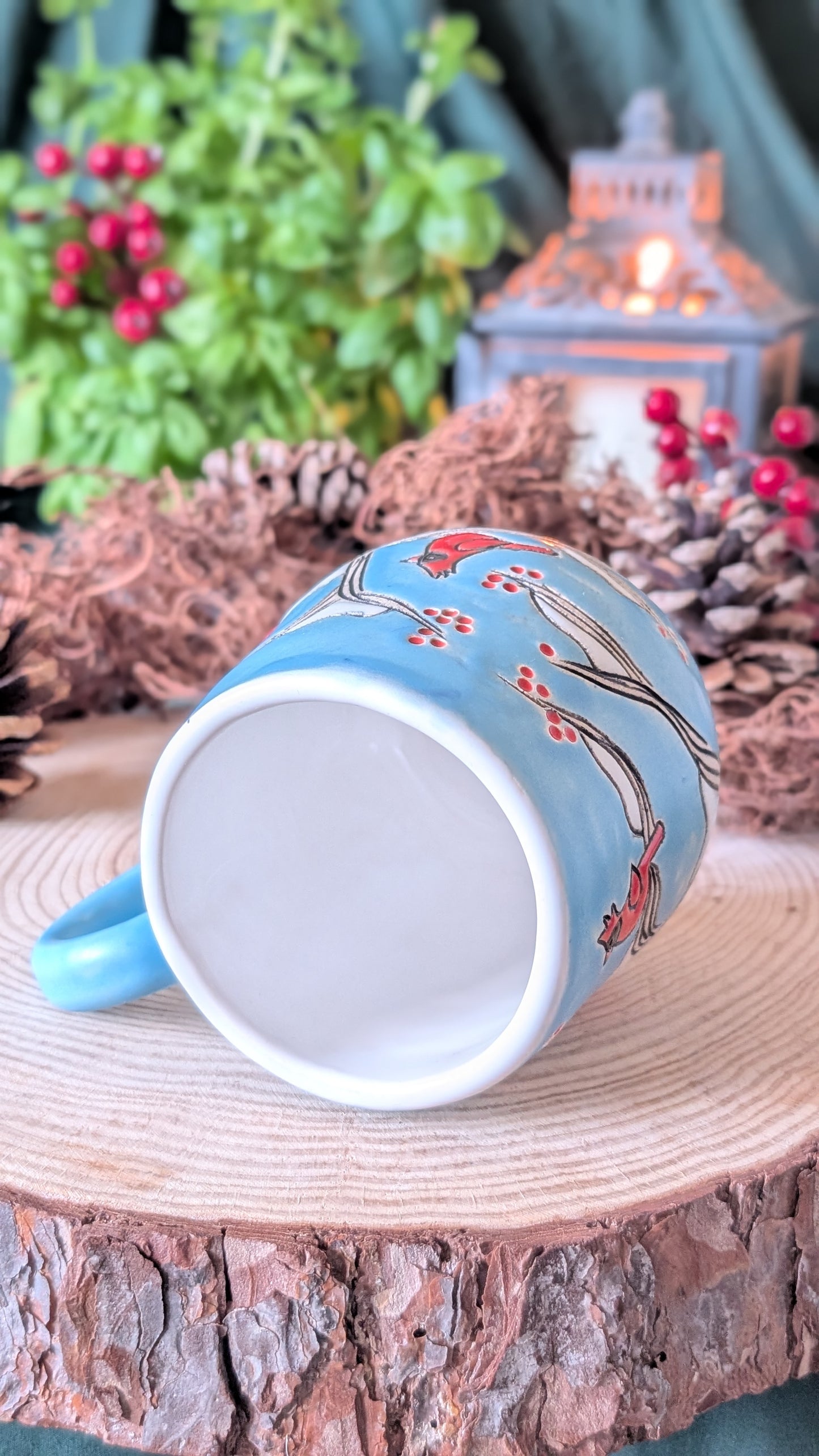 Handmade Winter Bird Mug, Artisan Ceramics 2