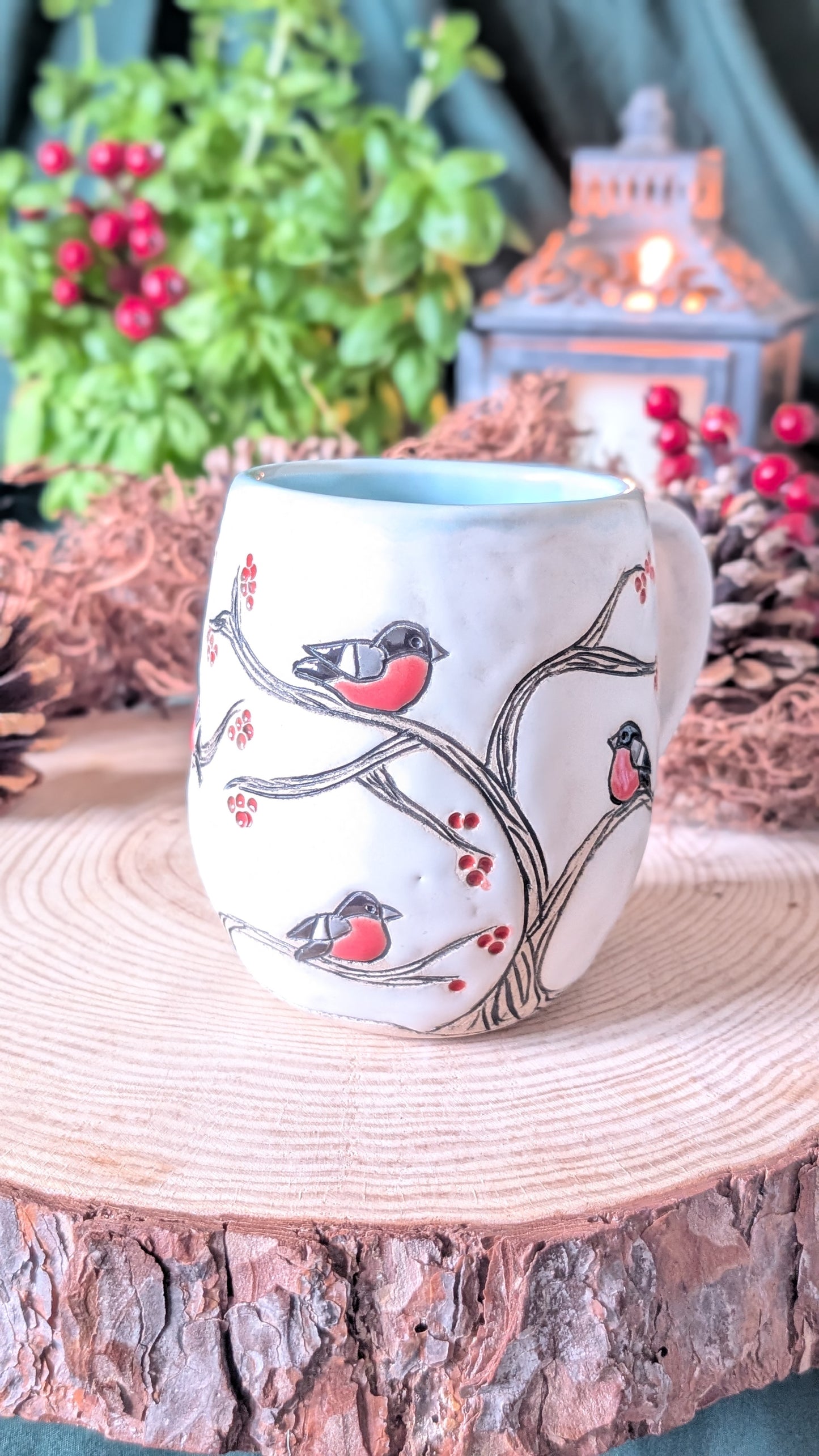 Handmade Winter Bird Mug, Artisan Ceramics 5