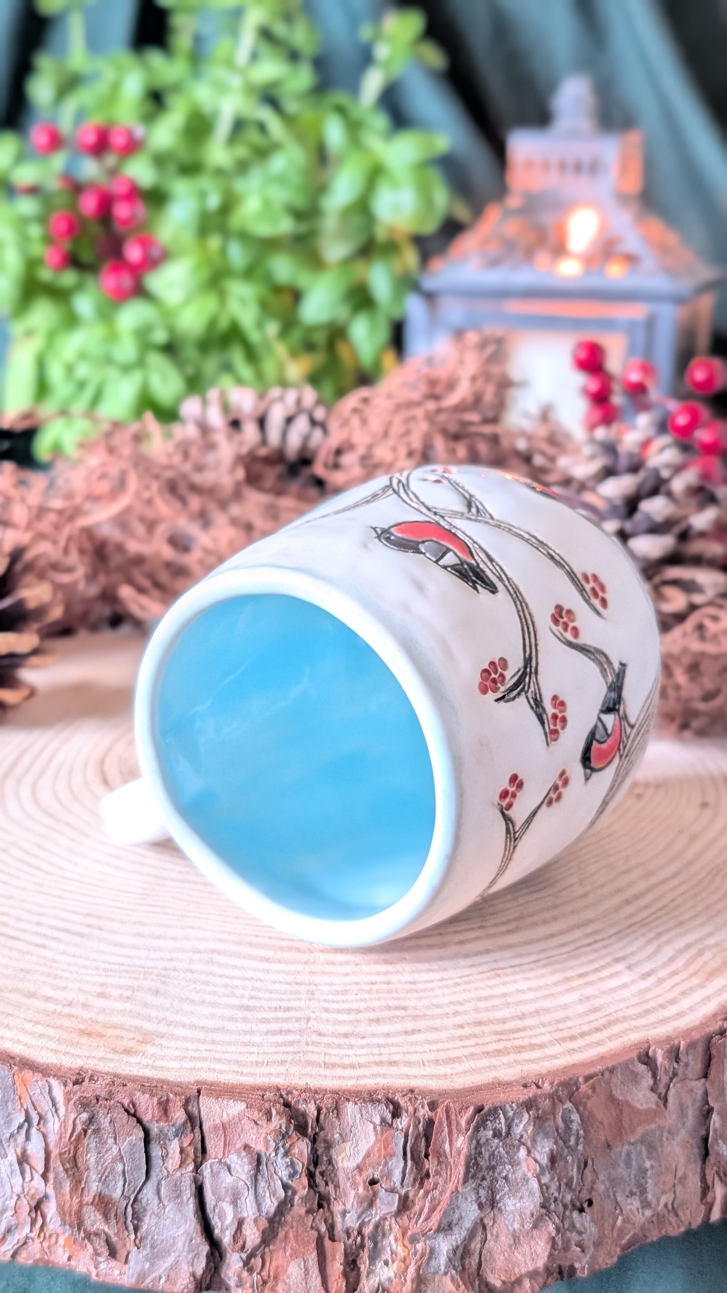 Handmade Winter Bird Mug, Artisan Ceramics 5