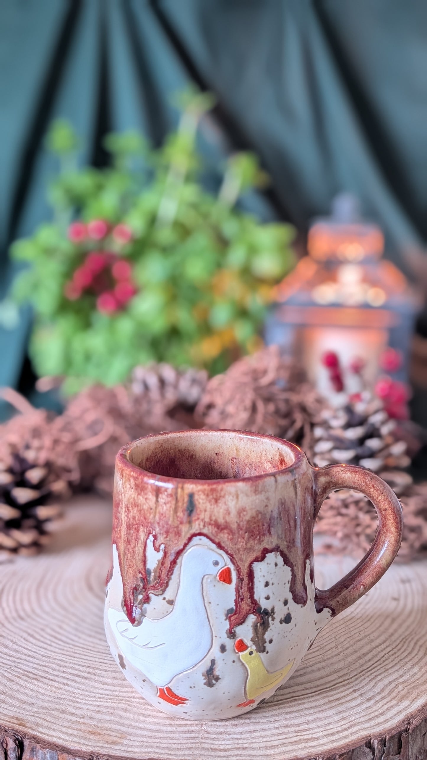 Handmade Goose and Gosling Mug