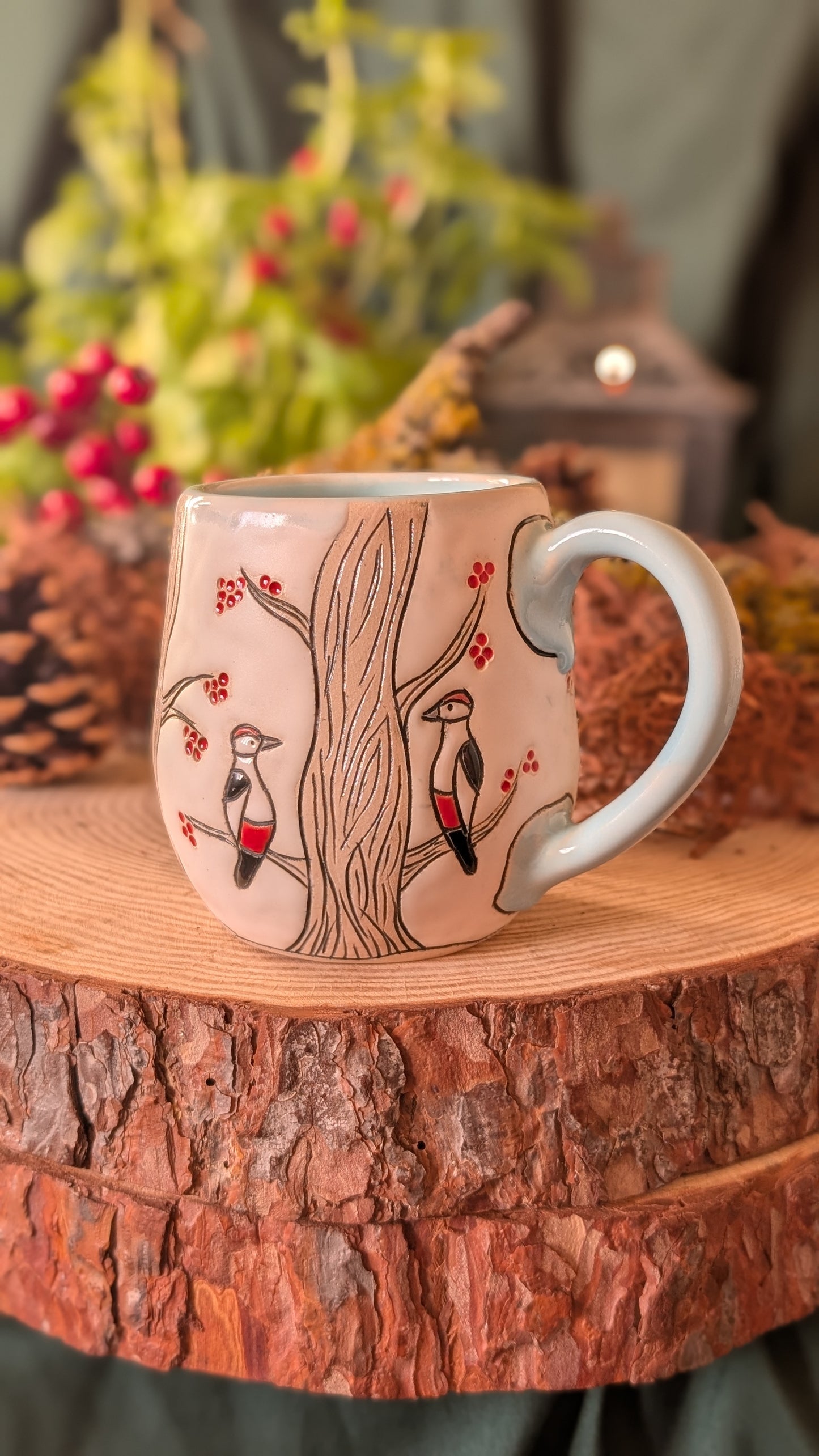 Handmade Winter Bird Mug, Artisan Ceramics 7