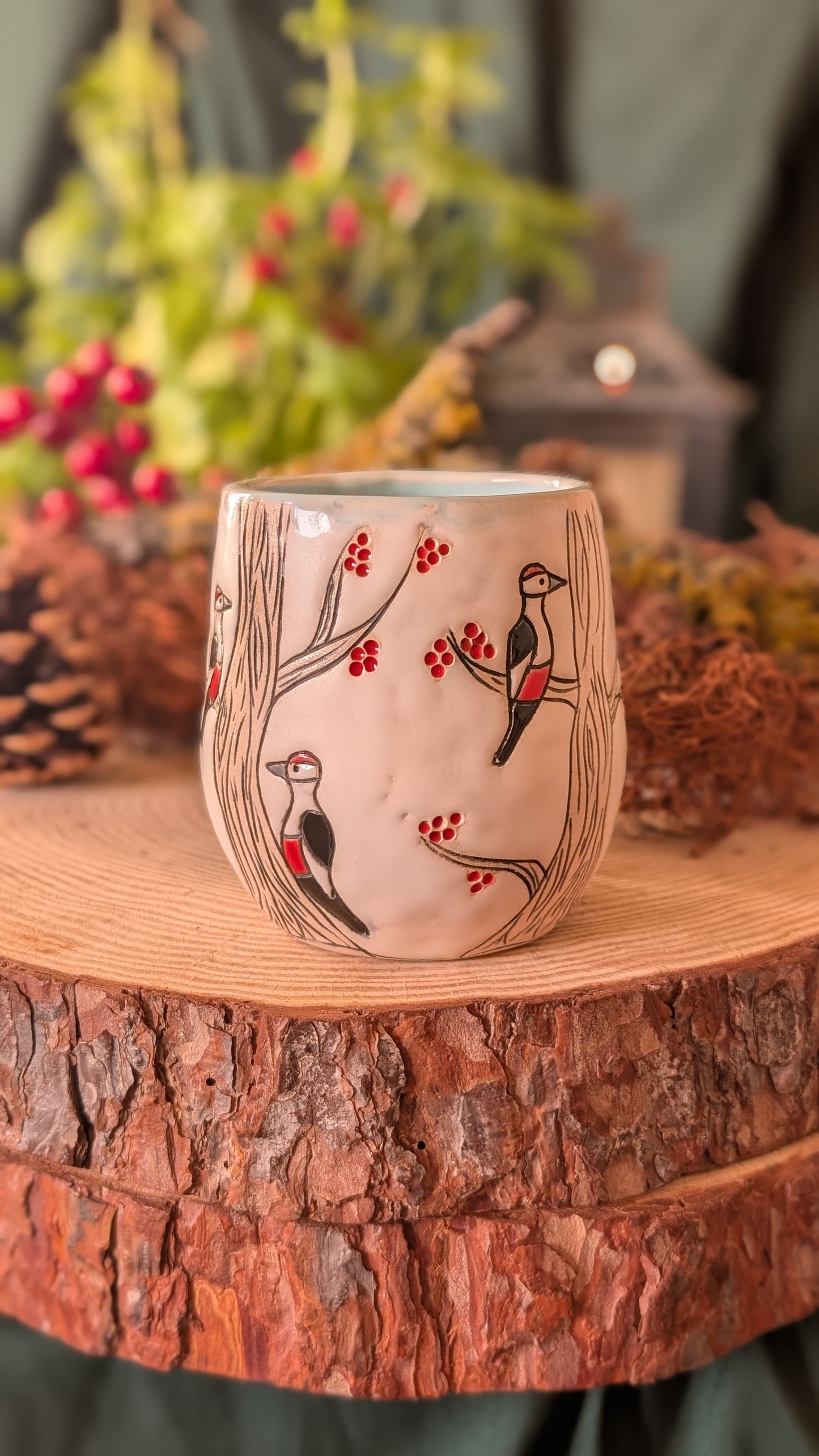 Handmade Winter Bird Mug, Artisan Ceramics 7