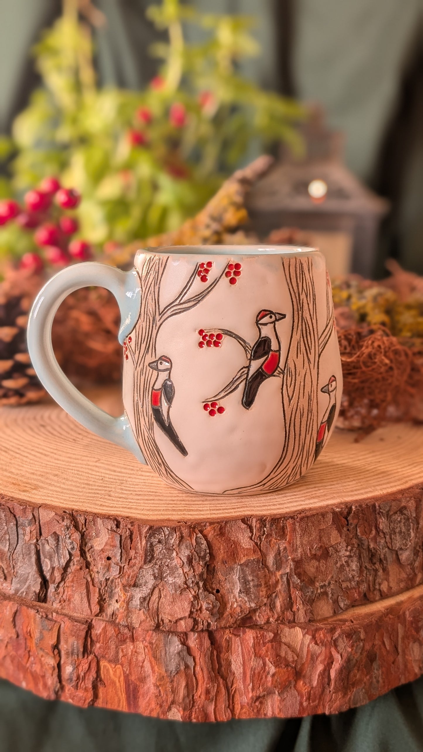 Handmade Winter Bird Mug, Artisan Ceramics 7