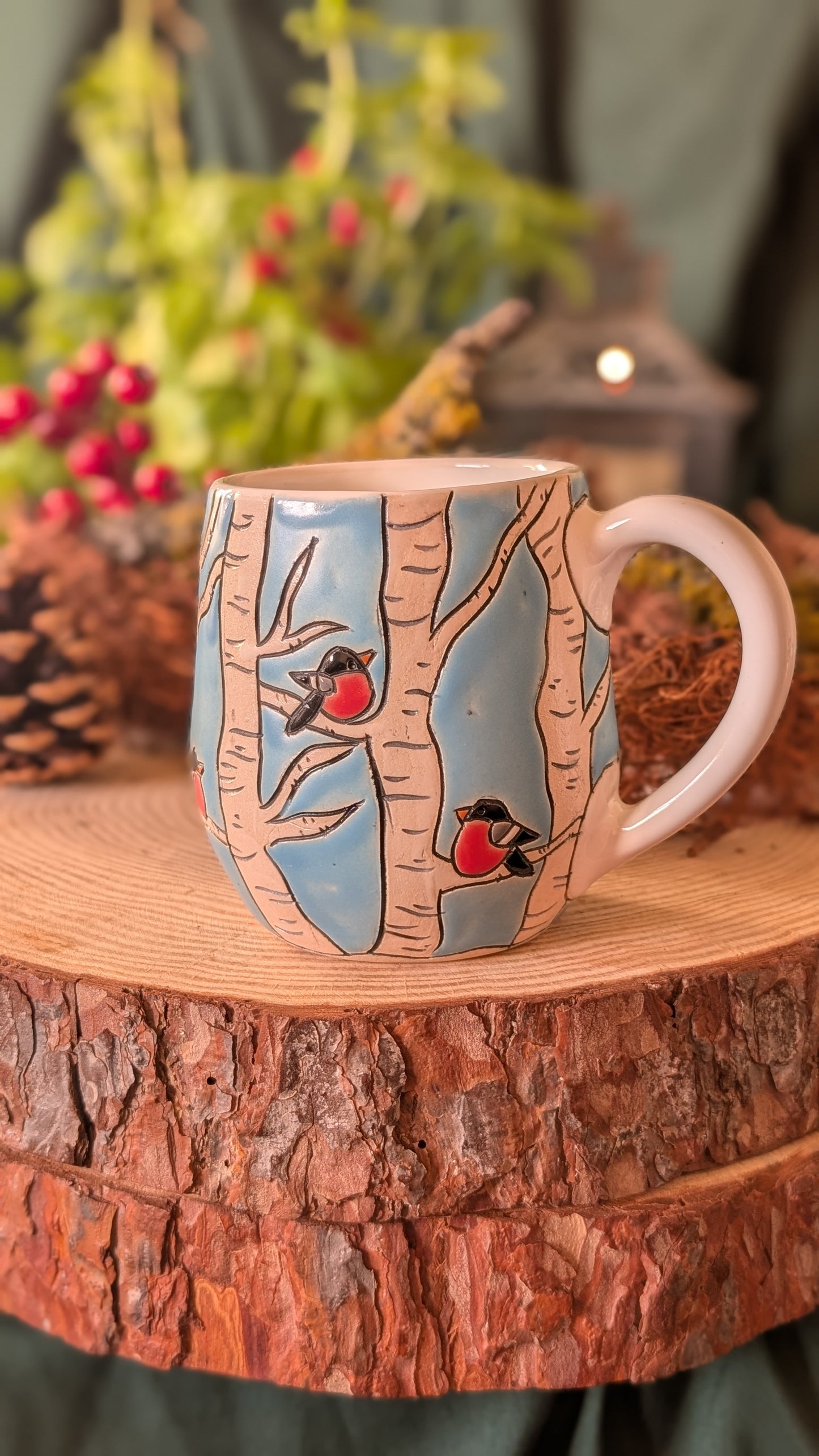 Handmade Winter Bird Mug, Artisan Ceramics 8