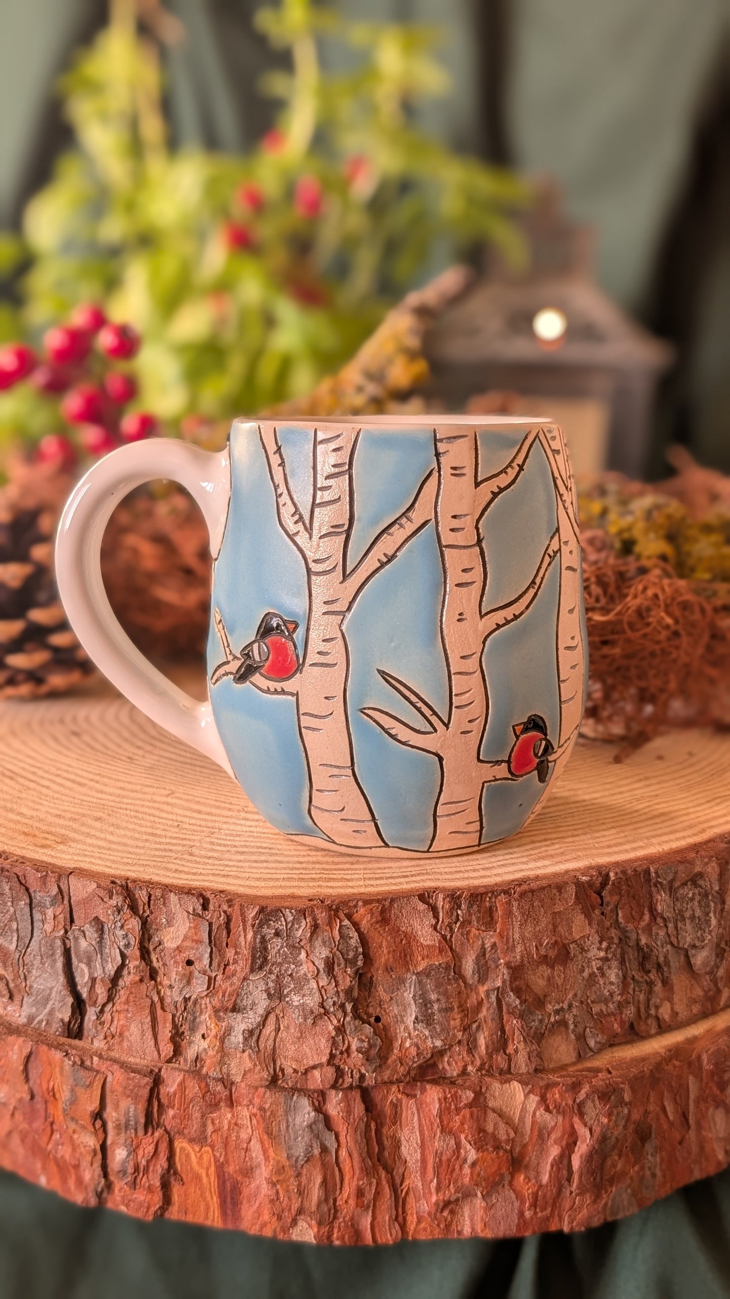 Handmade Winter Bird Mug, Artisan Ceramics 8