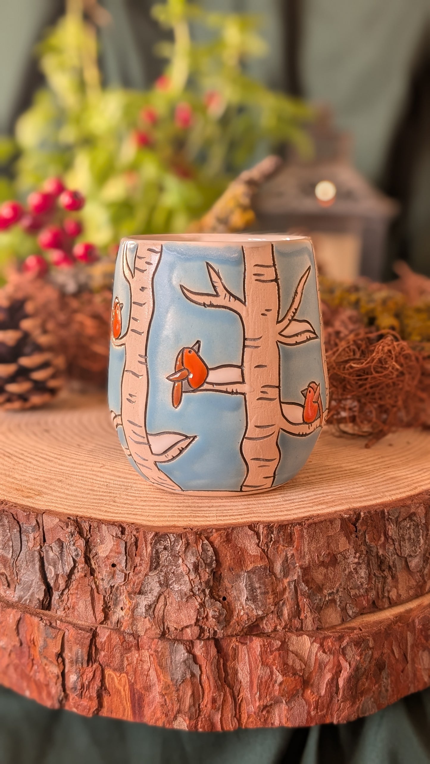 Handmade Winter Bird Mug, Artisan Ceramics 9