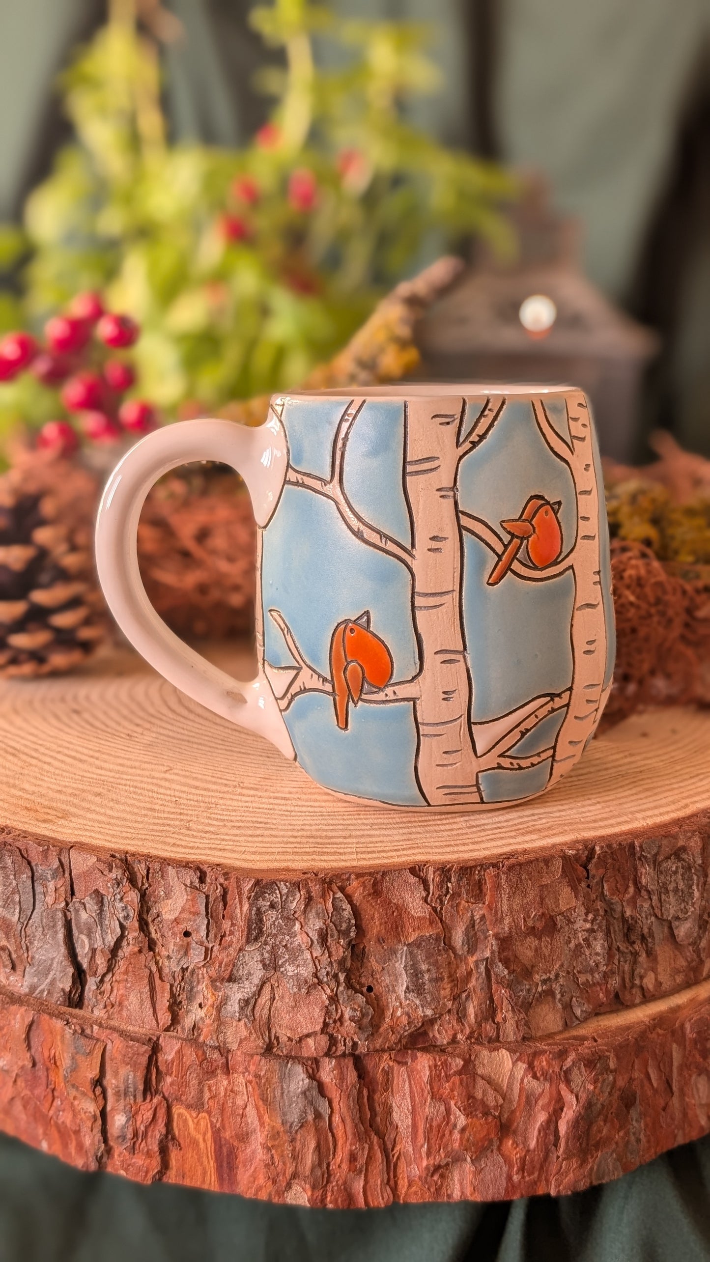 Handmade Winter Bird Mug, Artisan Ceramics 9