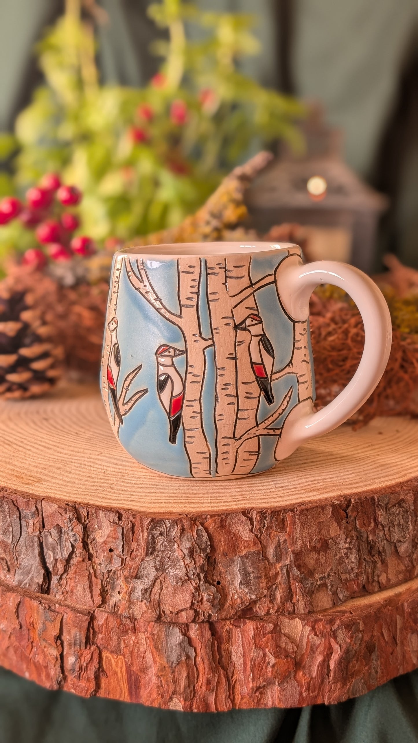 Handmade Winter Bird Mug, Artisan Ceramics 11