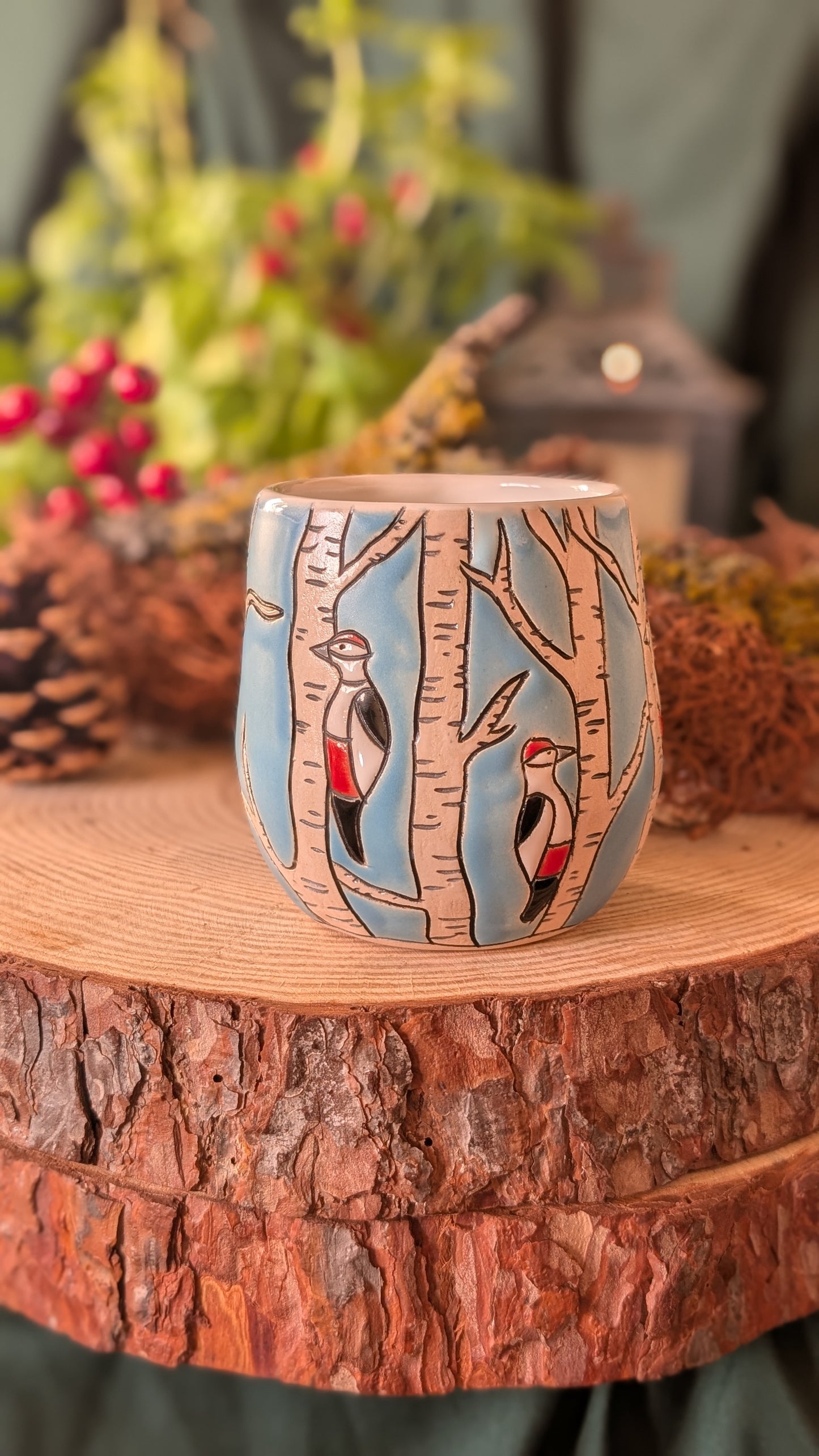 Handmade Winter Bird Mug, Artisan Ceramics 11