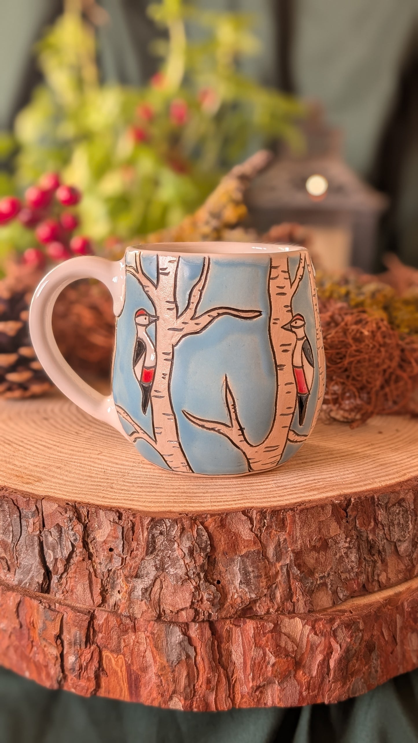 Handmade Winter Bird Mug, Artisan Ceramics 11