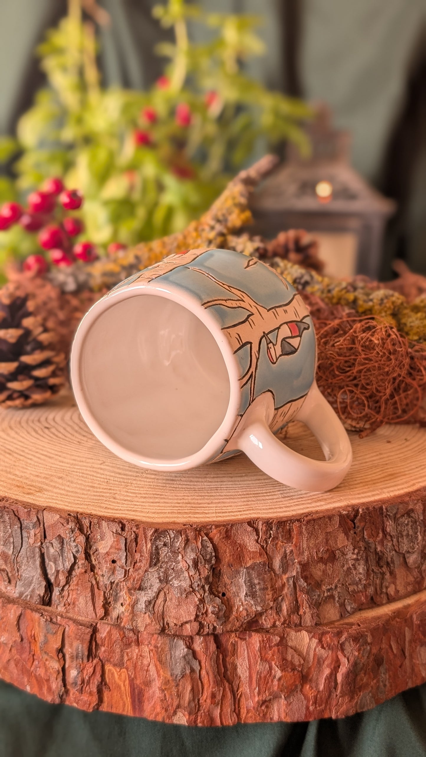 Handmade Winter Bird Mug, Artisan Ceramics 11