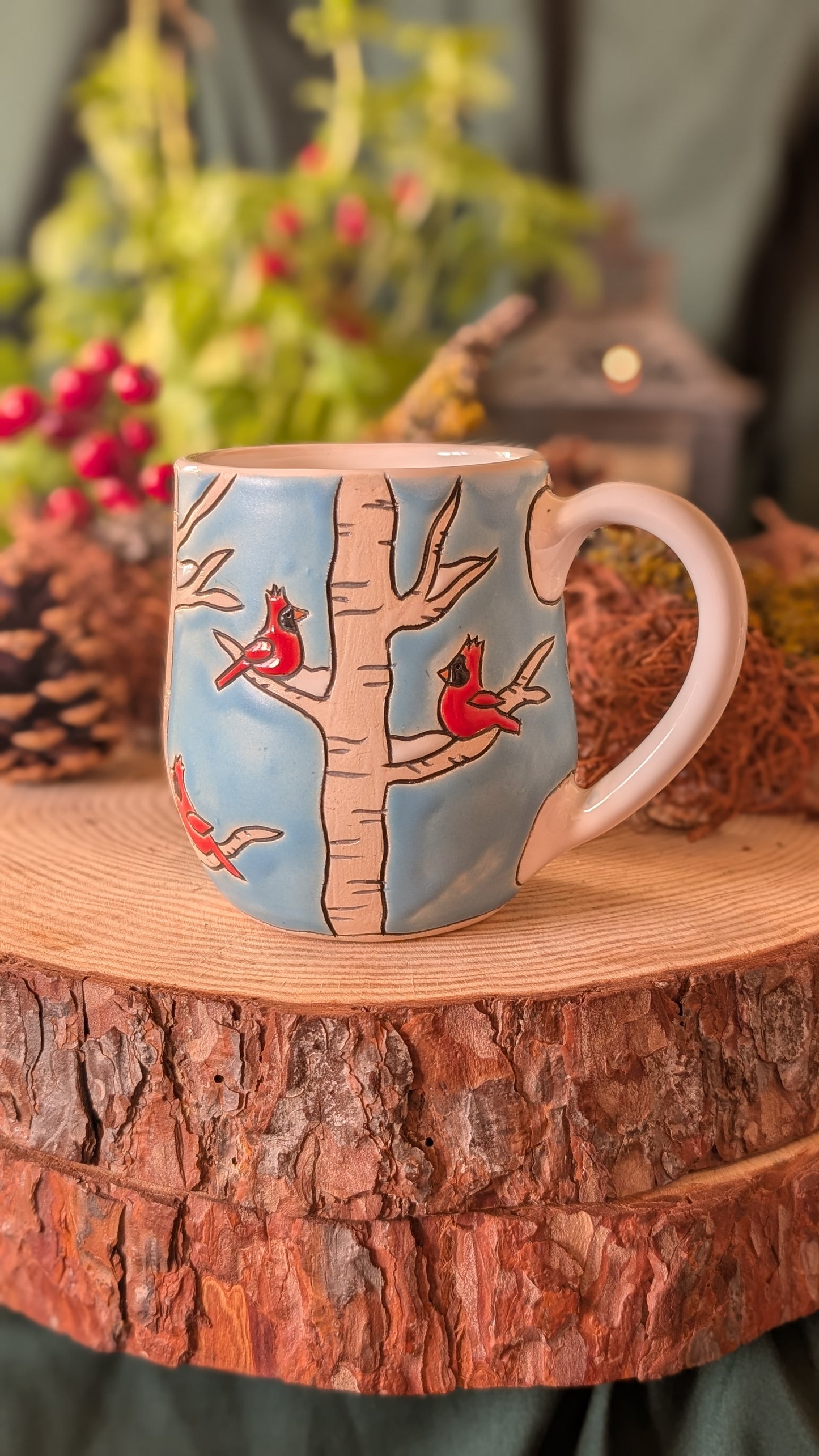 Handmade Winter Bird Mug, Artisan Ceramics 12