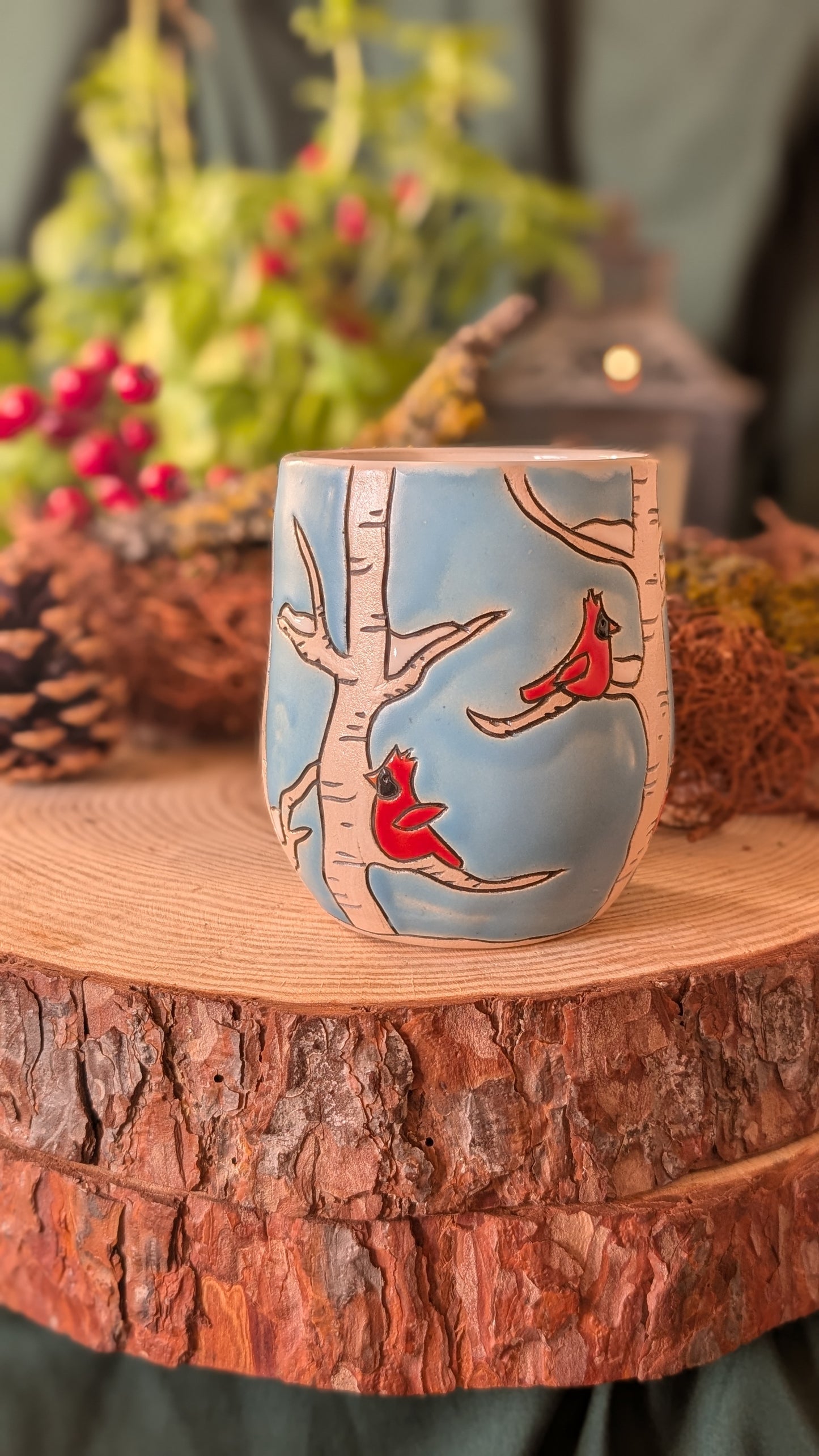 Handmade Winter Bird Mug, Artisan Ceramics 12