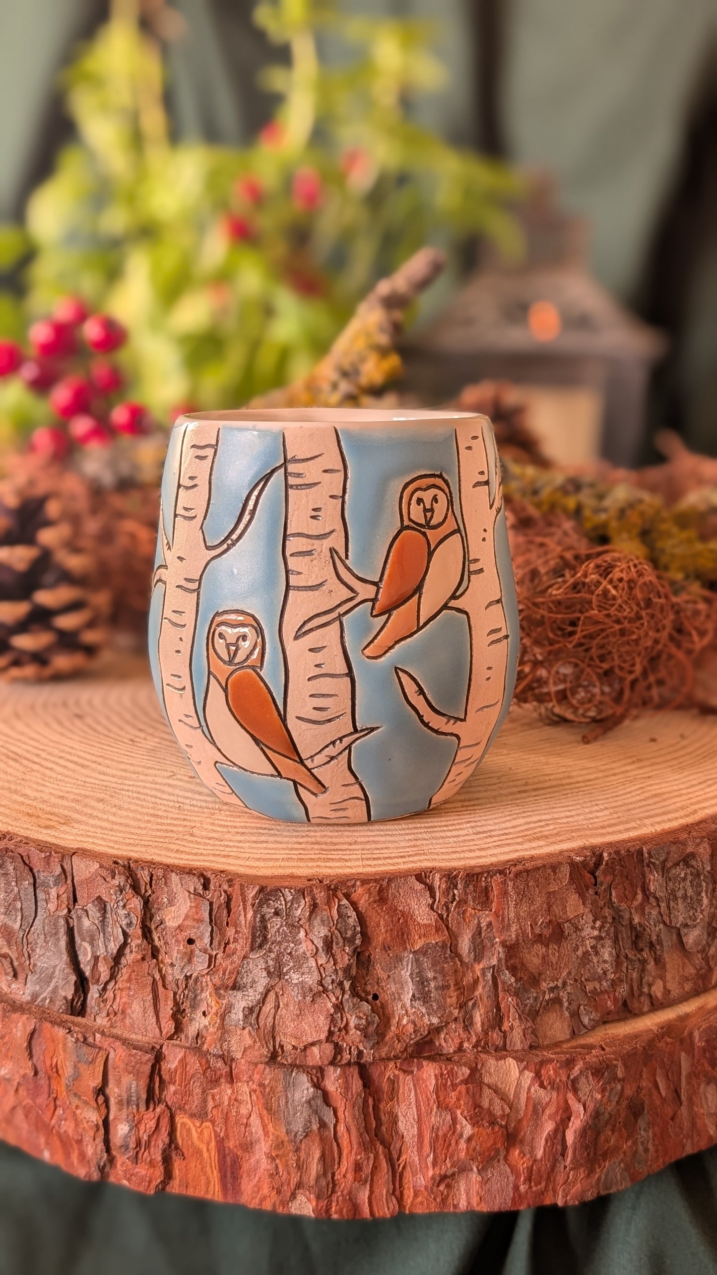 Handmade Winter Bird Mug, Artisan Ceramics 15